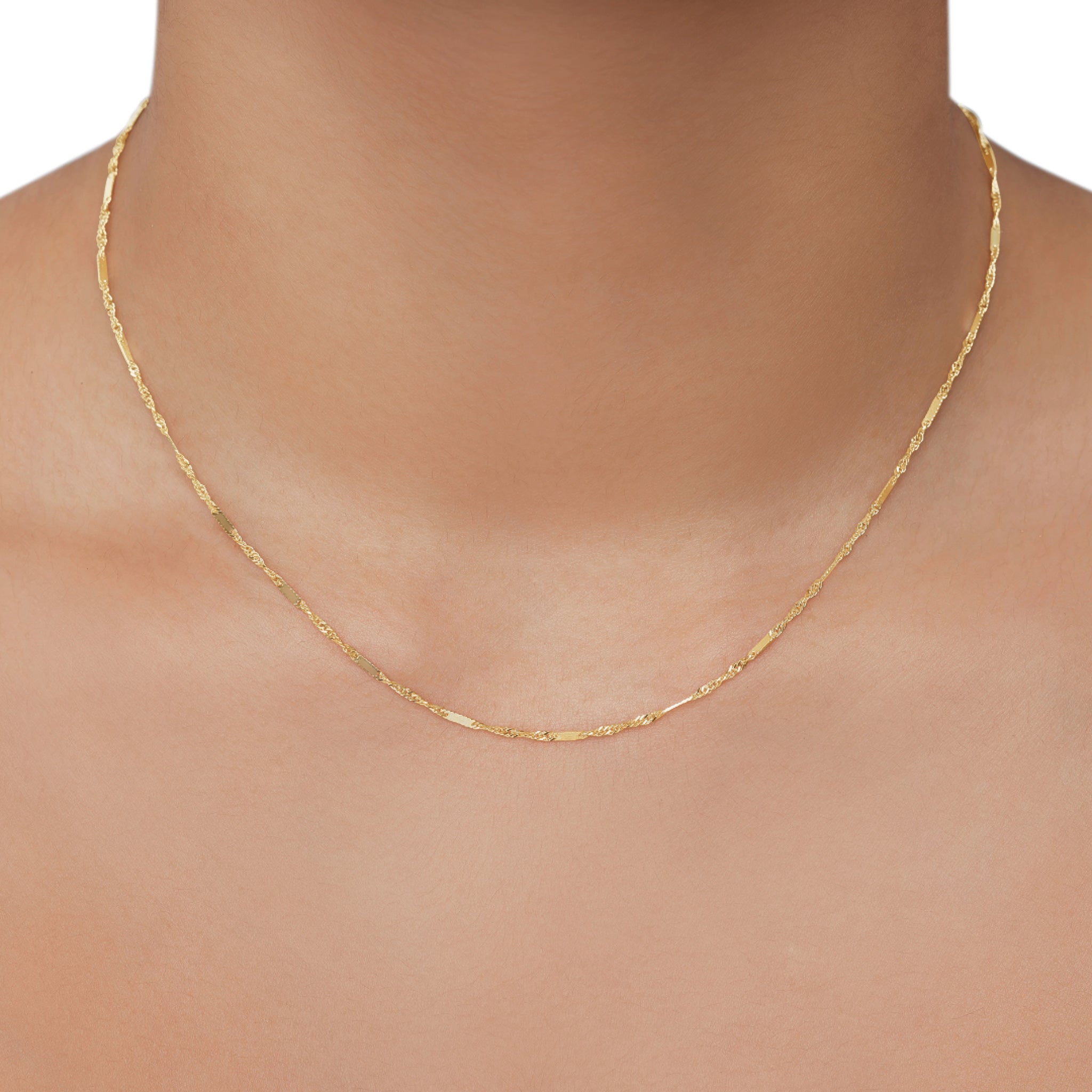 14K YELLOW GOLD MIRROR TWIST CHAIN -1MM