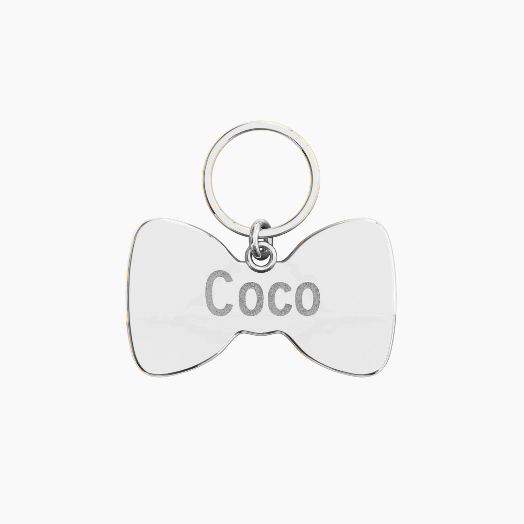925 SILVER BOW CUSTOM PET ID -IN WHITE GOLD