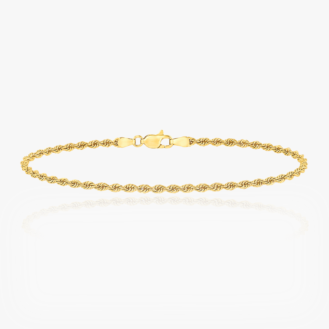 10K YELLOW GOLD ROPE BRACELET -2.5MM