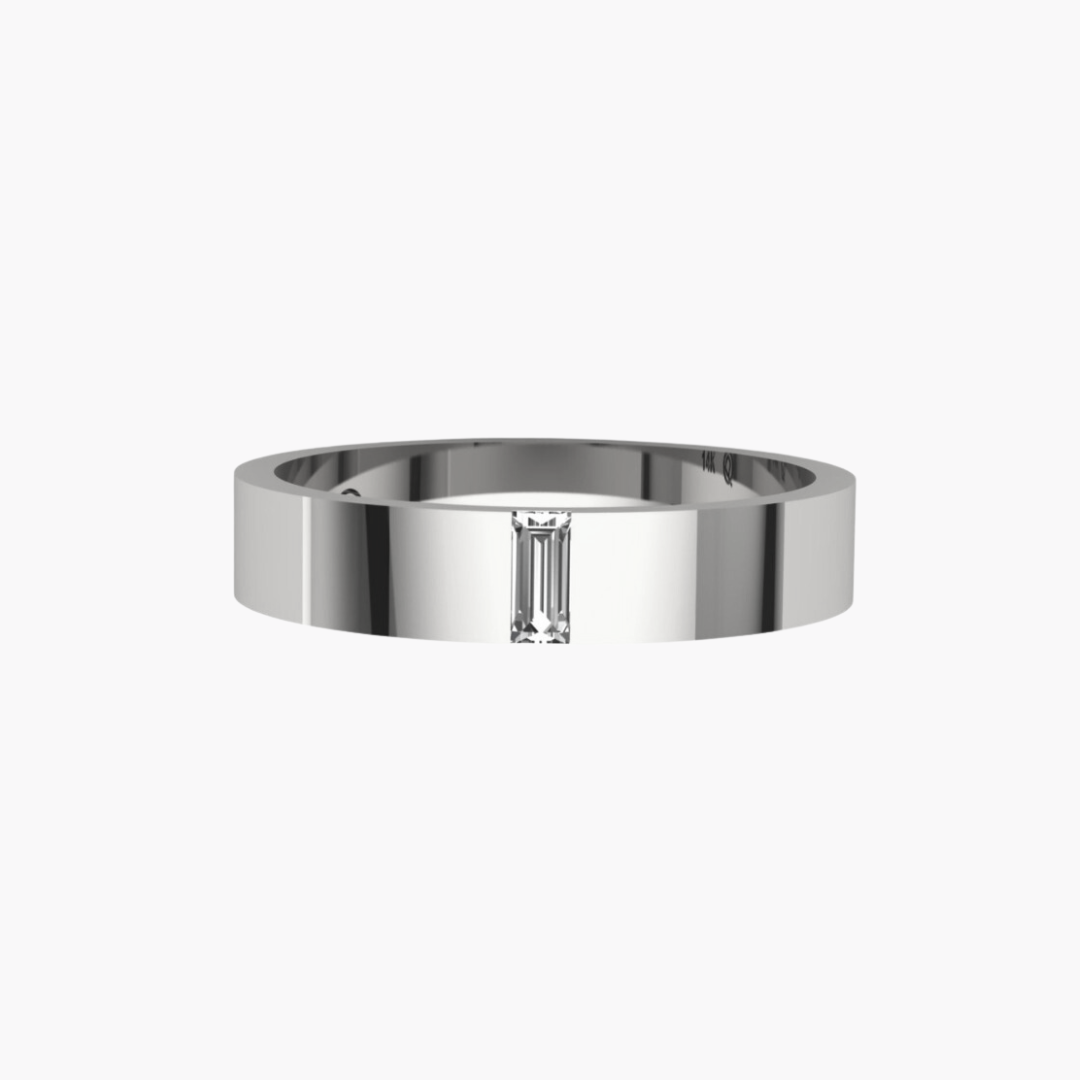 WHITE GOLD BAGUETTE CORE BAND -4.5MM