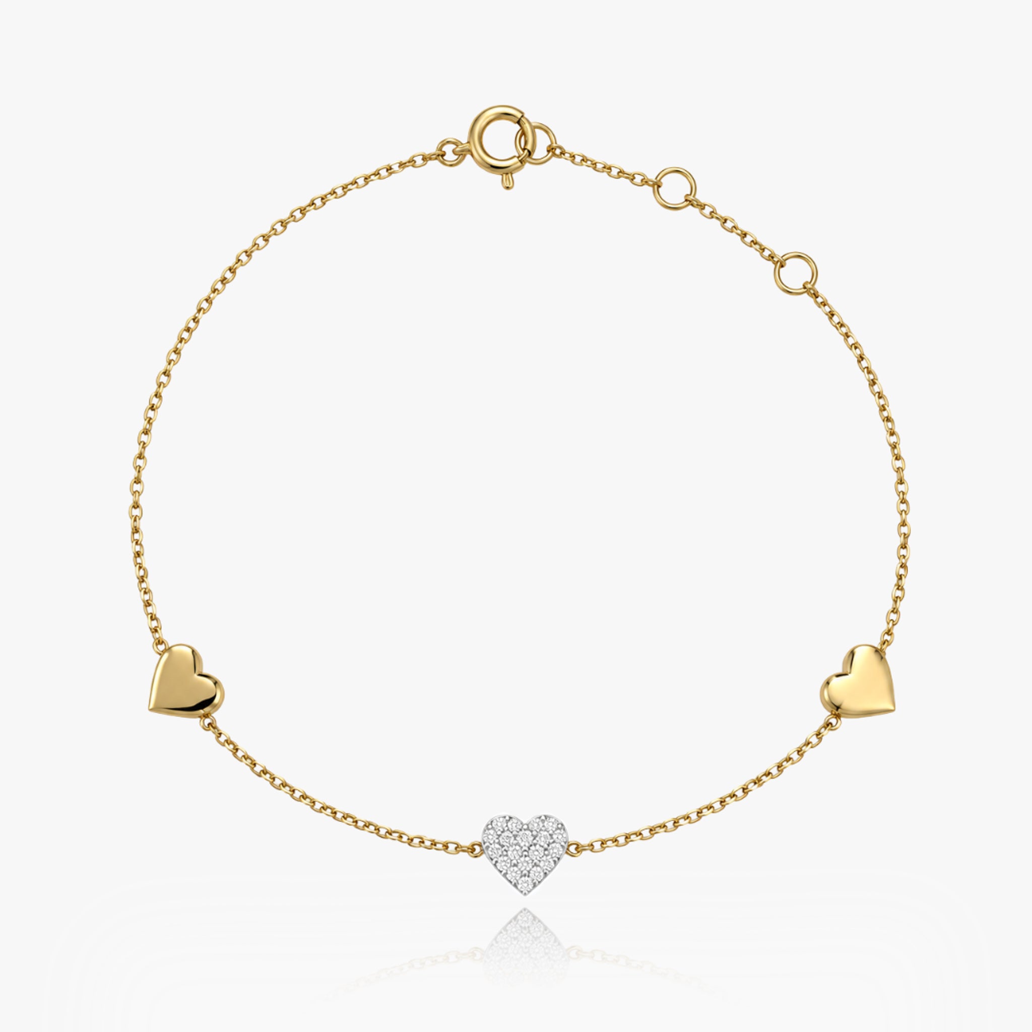 14K YELLOW GOLD SOLENE DIAMOND HEART BRACELET