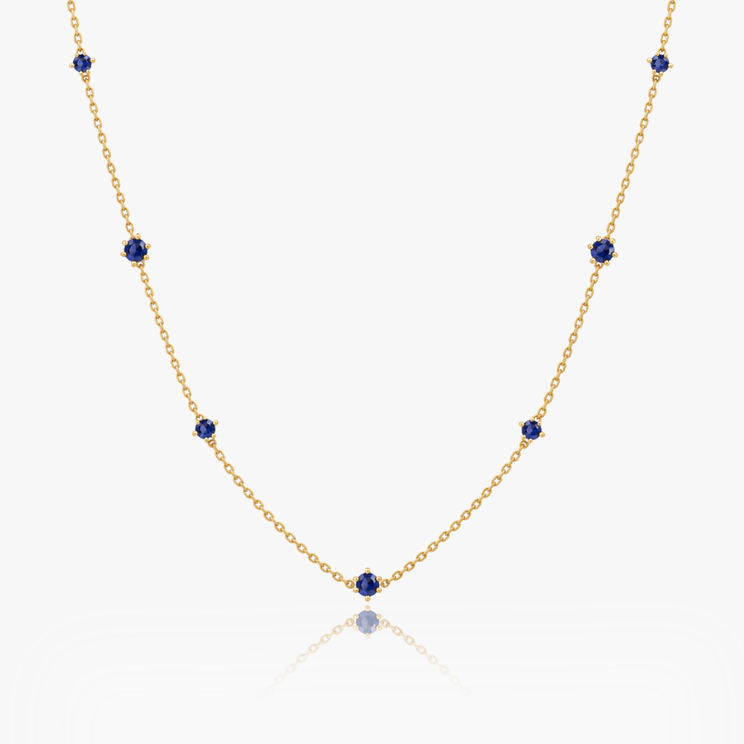 14K YELLOW GOLD SAPPHIRE STARLIGHT NECKLACE