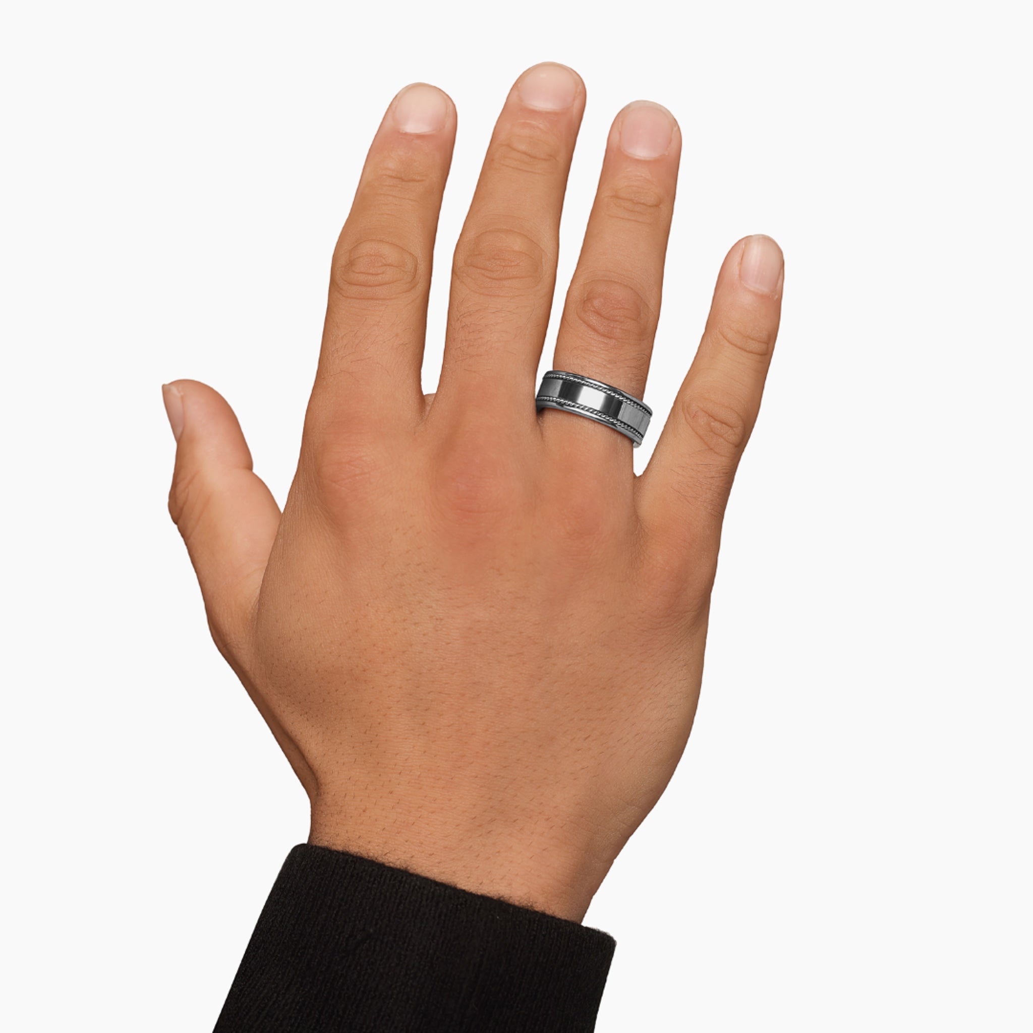 TUNGSTEN ROPED BORDER RING -8MM