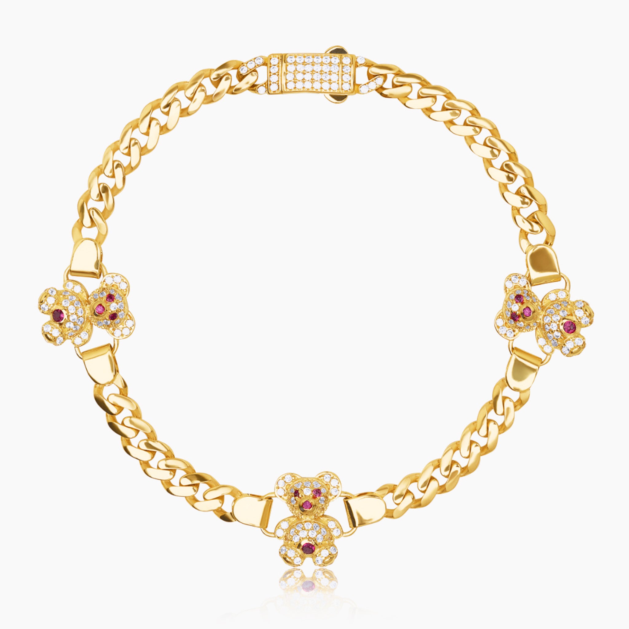 14K YELLOW GOLD TRES TEDDIES MONACO BRACELET