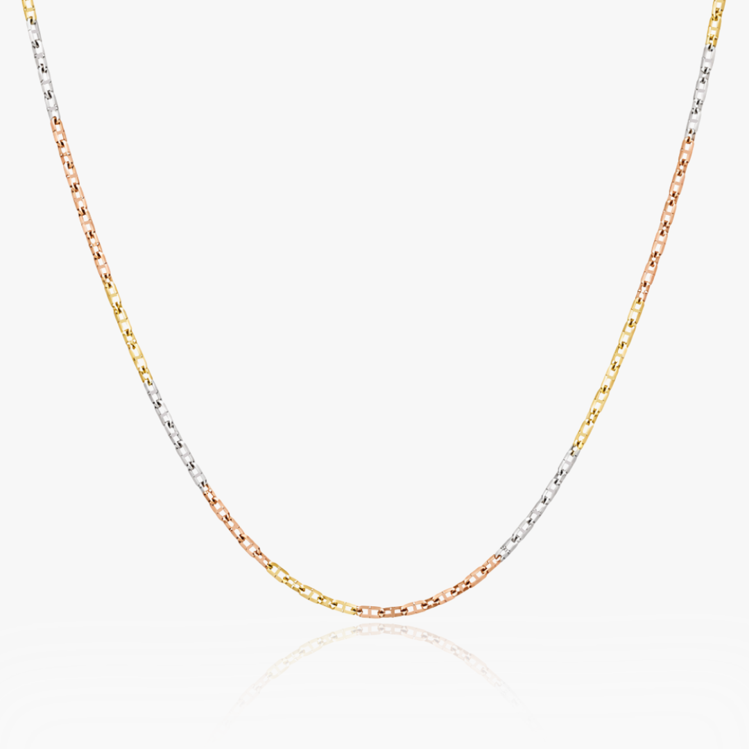 14K TRI COLOR GOLD MICRO MARINER CHAIN