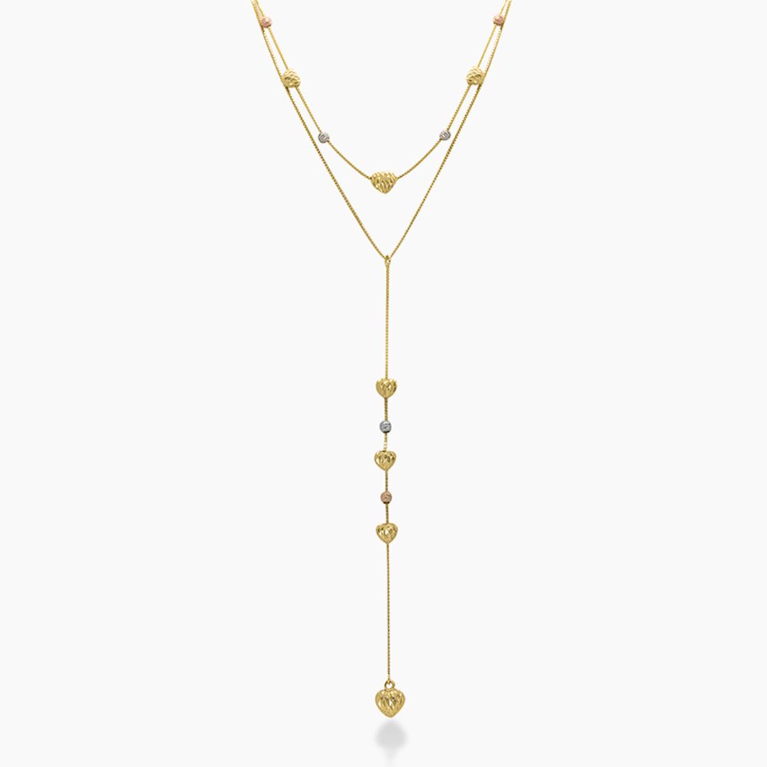 14K YELLOW GOLD ADORATION LARIAT DOUBLE NECKLACE