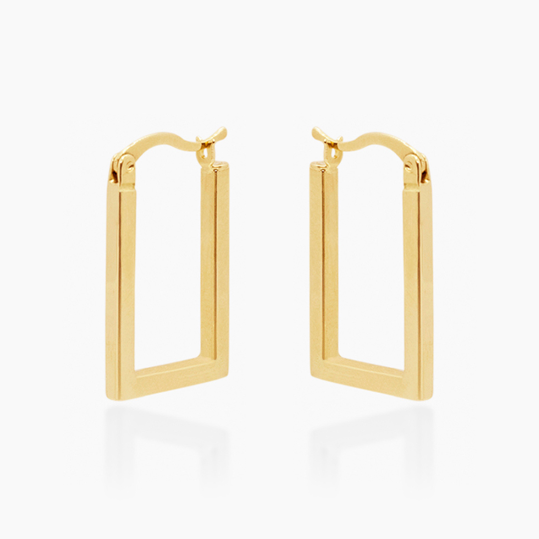 14K YELLOW GOLD RECTANGLE HOOPS