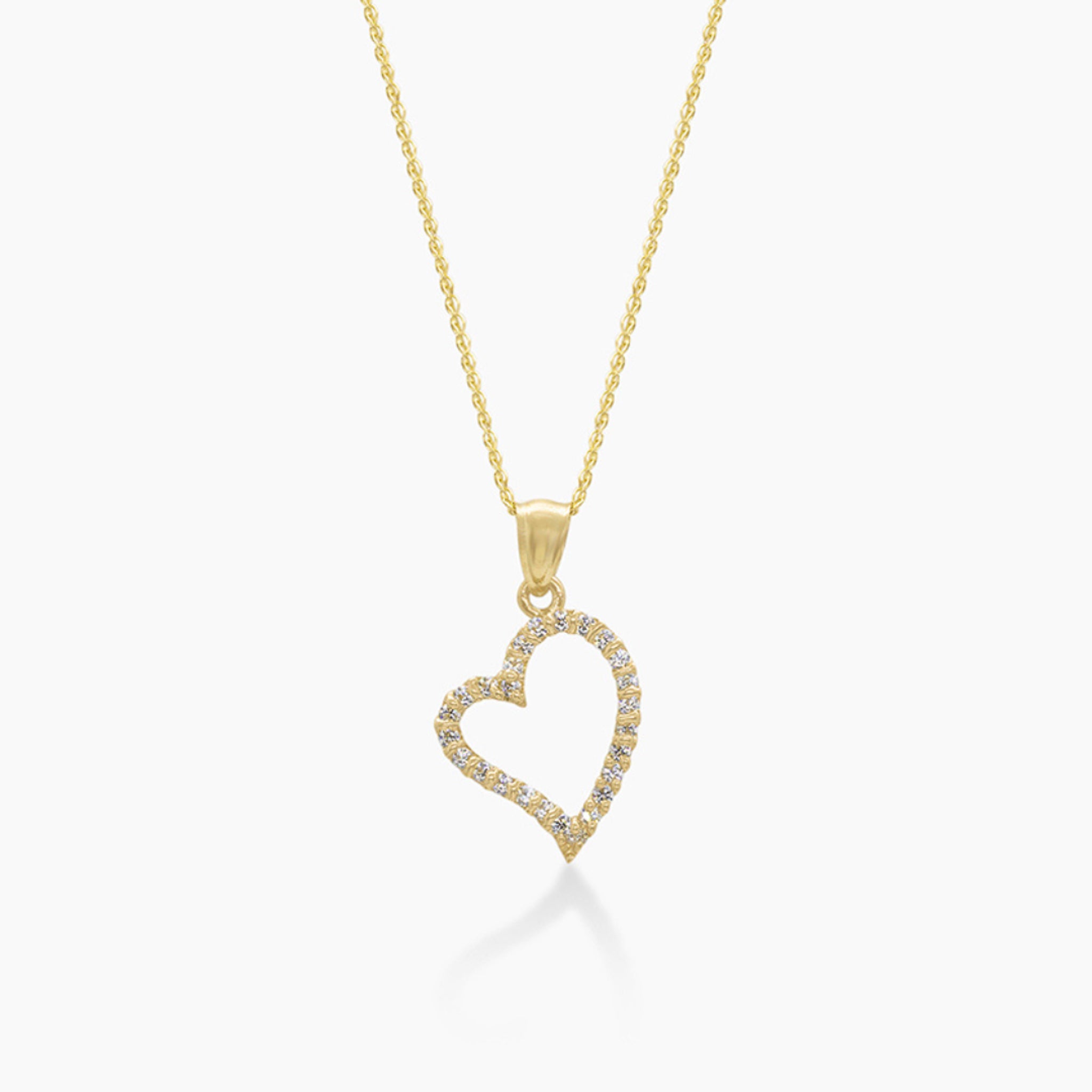 14K YELLOW GOLD GENTLE HEART NECKLACE