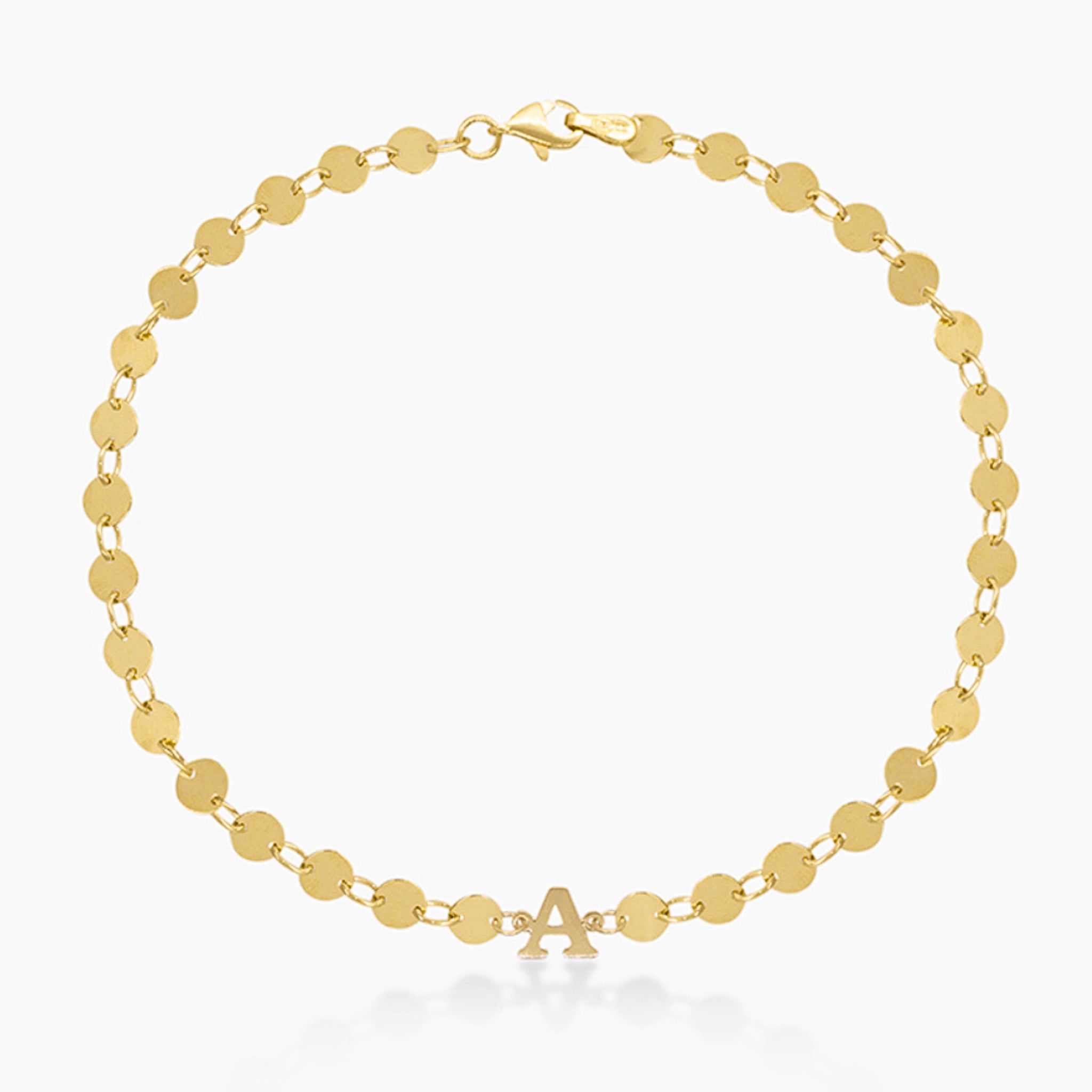 14K YELLOW GOLD INITIAL DISCS ANKLET