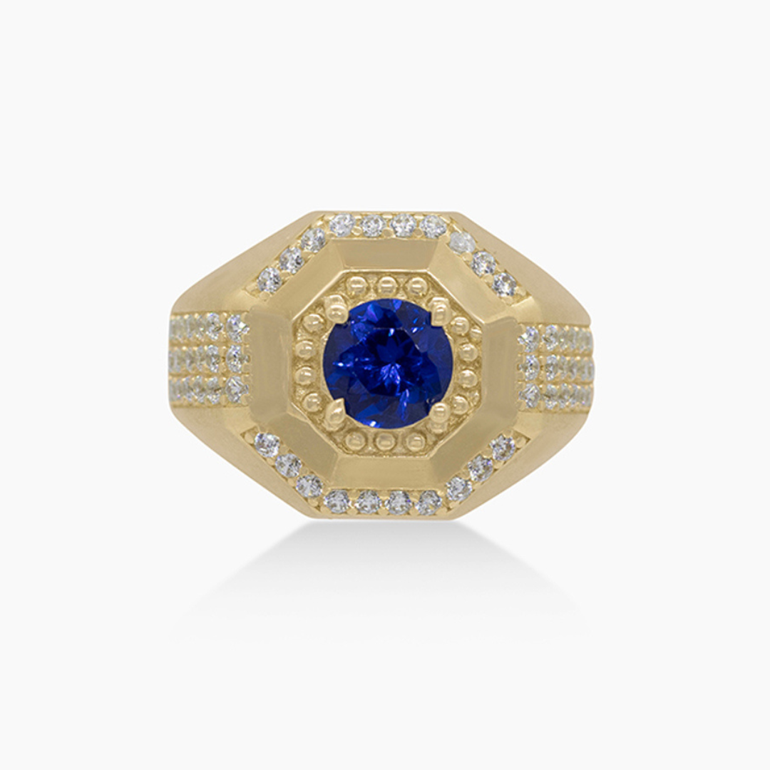 14K YELLOW GOLD GRAND PAVE OCTAGON RING