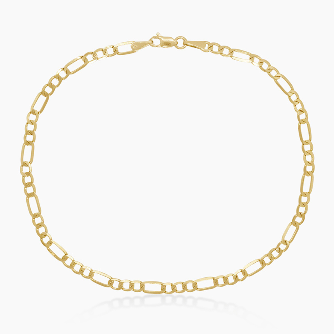 14K YELLOW GOLD FIGARO ANKLET -3.5MM