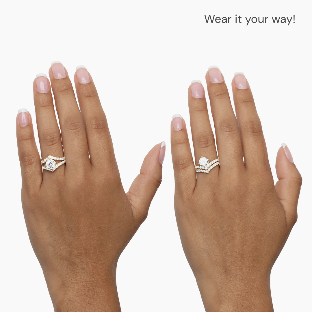 14K YELLOW GOLD VOW & VEIL RING SET