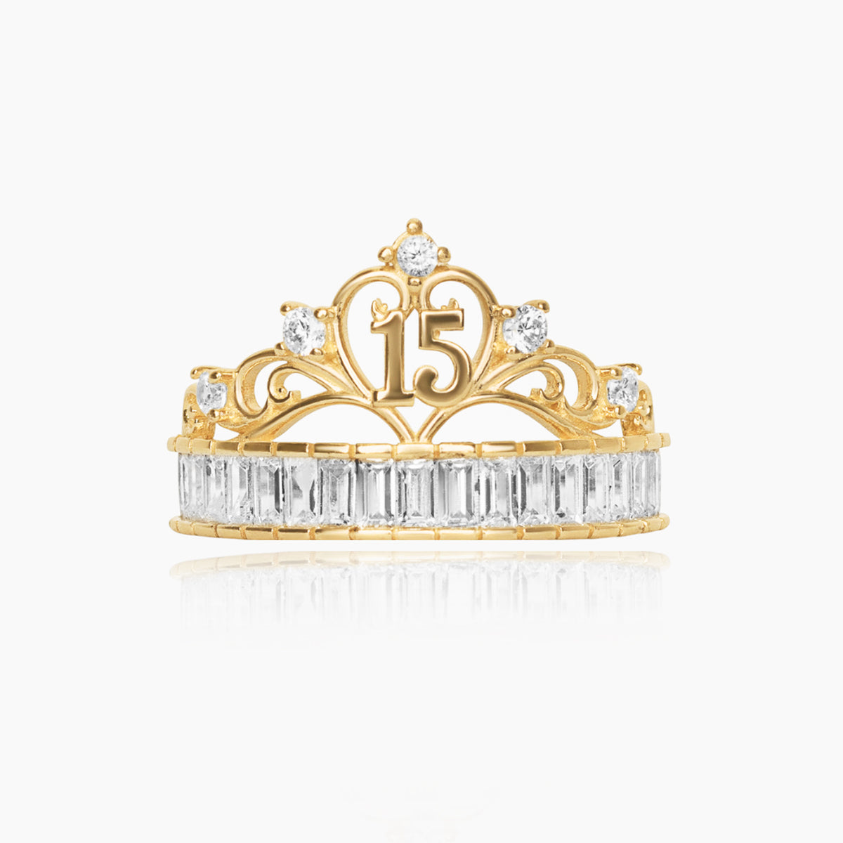 14K YELLOW GOLD ENCHANTED XV CROWN RING | Patty Q's Jewelry Inc