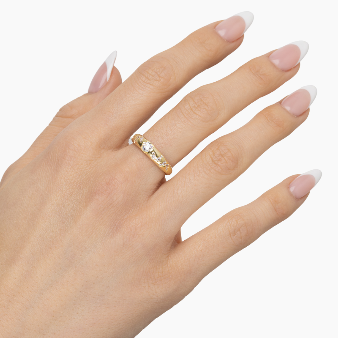 14K YELLOW GOLD DOMED FLUSH SET BUTTERFLY RING