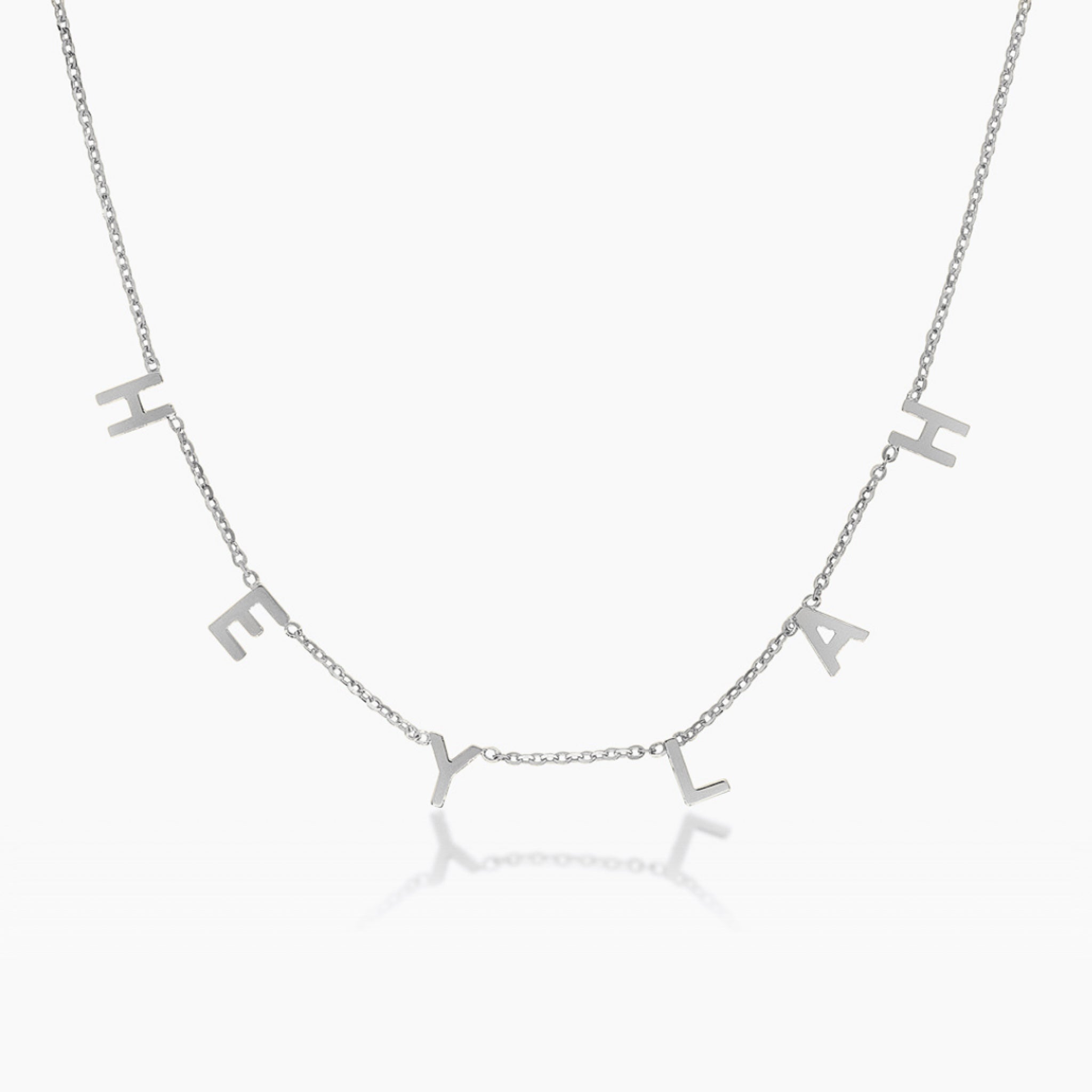 14K WHITE GOLD CHARM FLOATING NAME NECKLACE