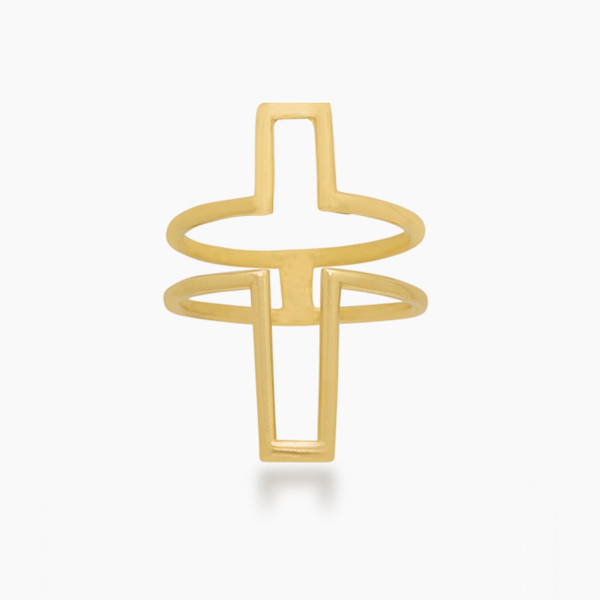 14K YELLOW GOLD CROSS OUTLINE RING