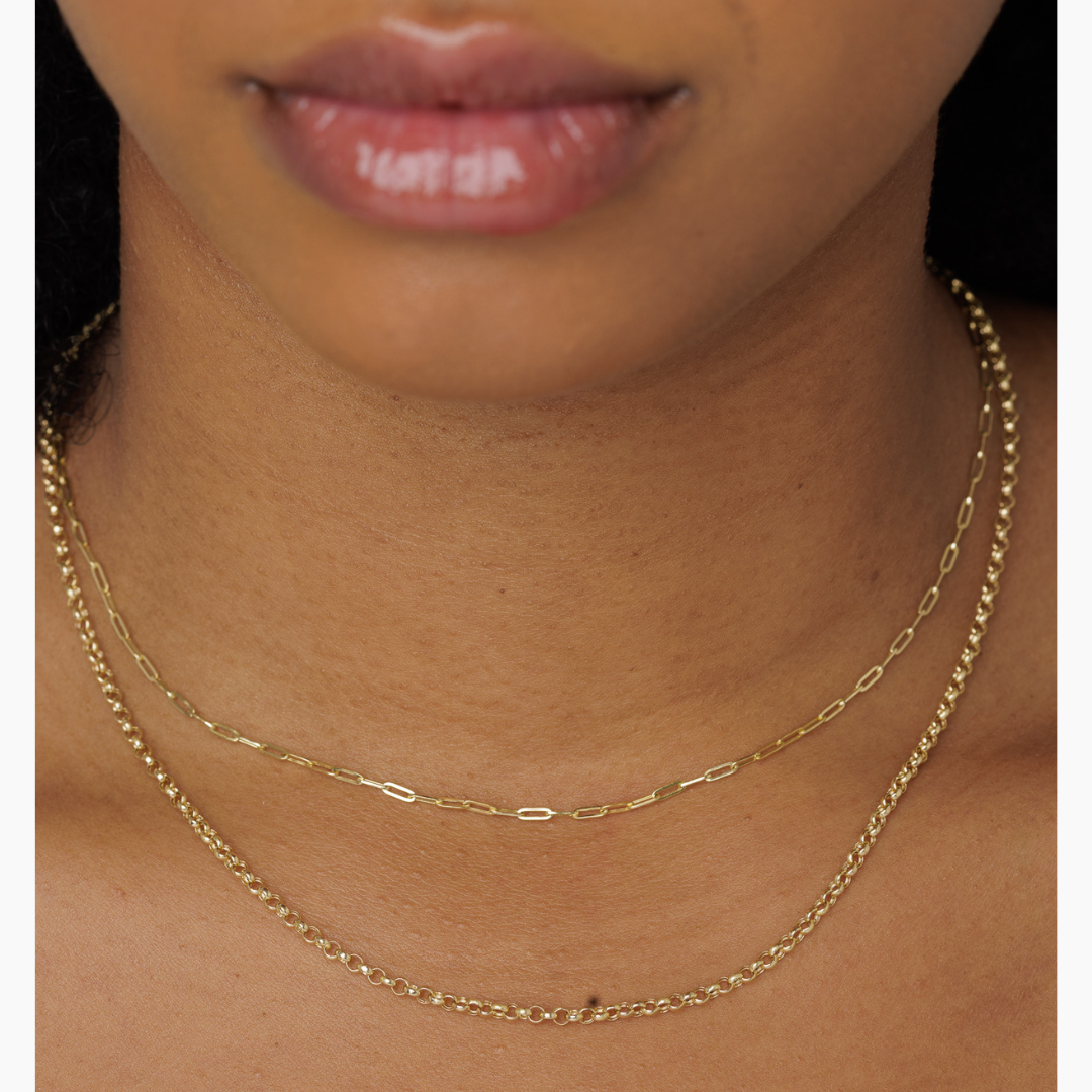 14K YELLOW GOLD PAPER CLIP CHAIN -1.5MM