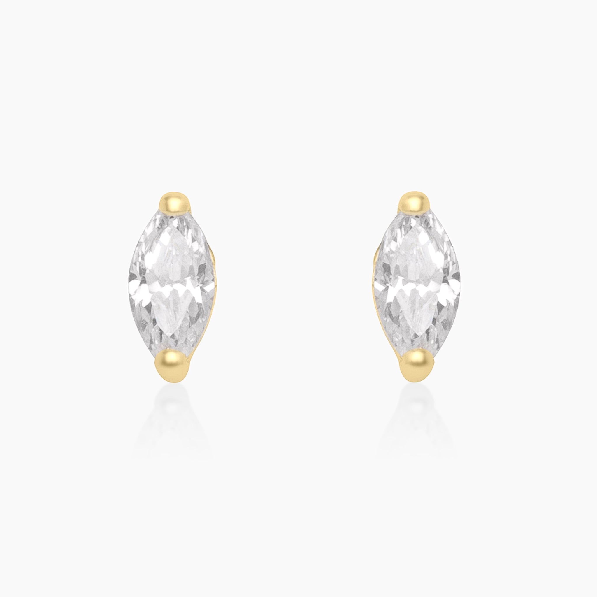 14K YELLOW GOLD MARQUISE CZ STUD EARRINGS
