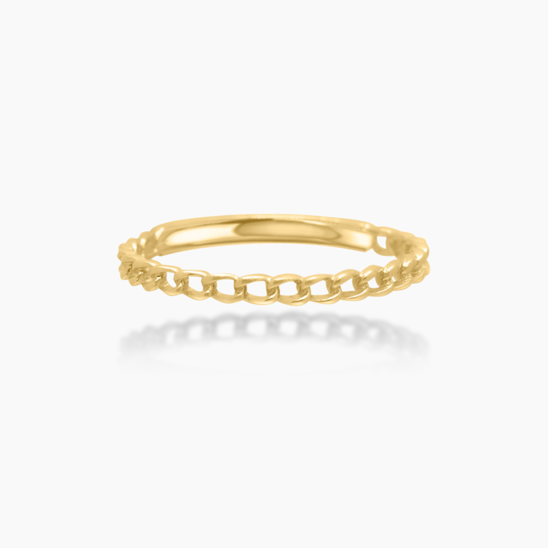 14K YELLOW GOLD CURB LINK RING -2MM