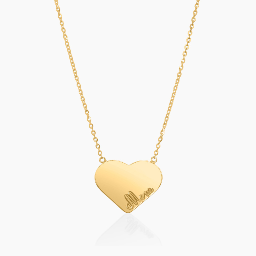 14K YELLOW GOLD MOM'S HEART NECKLACE