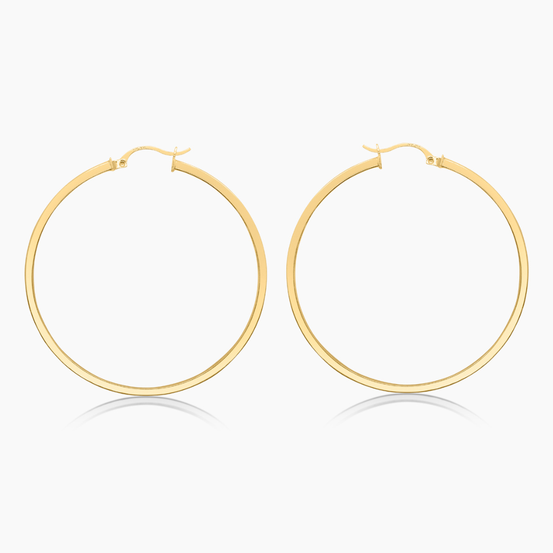 10K YELLOW GOLD SQUARE EDGE LARGE HOOPS