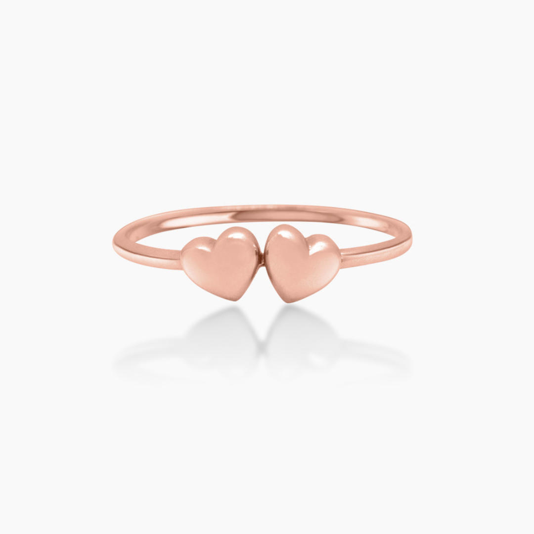14K ROSE GOLD TWIN HEARTS RING