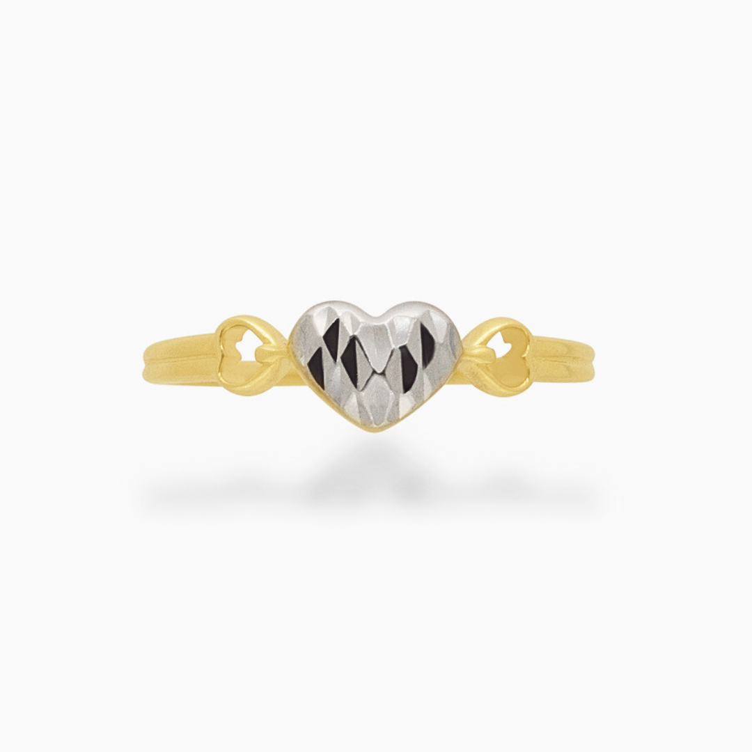14K TWO TONED GOLD DISCO HEART RING