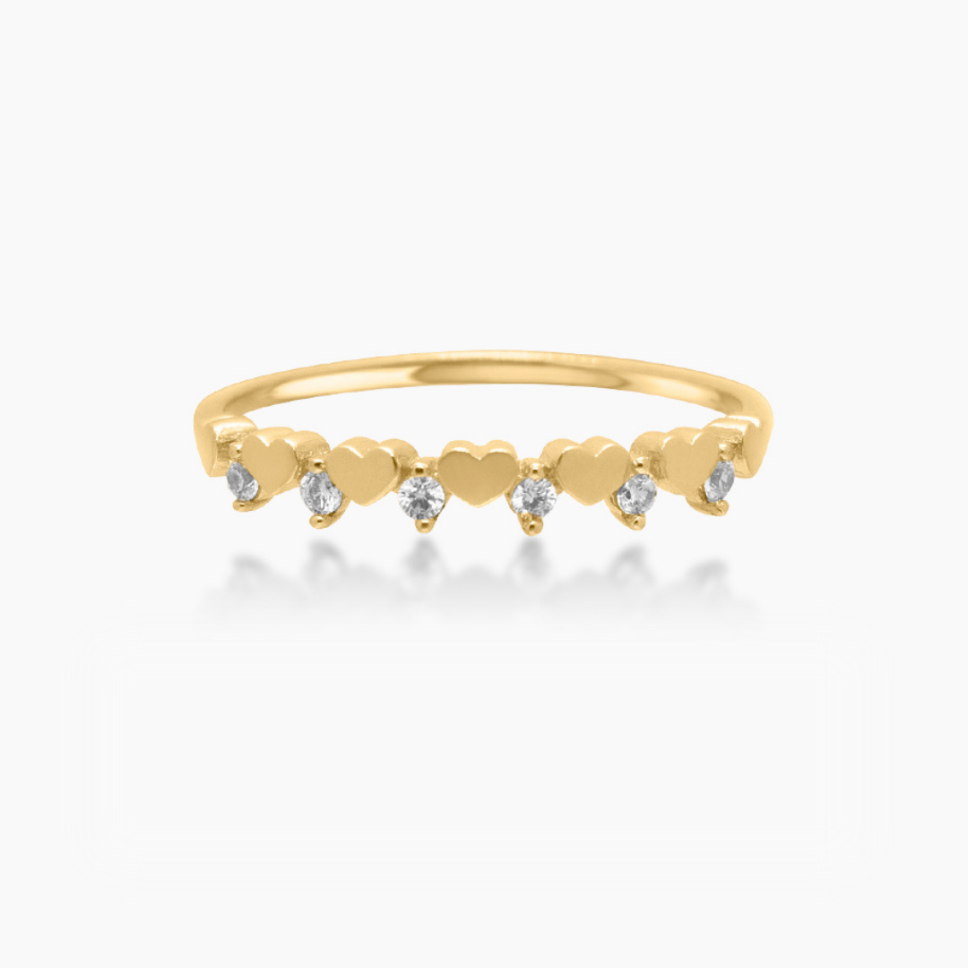 14K YELLOW GOLD HEARTWAY PAVE RING