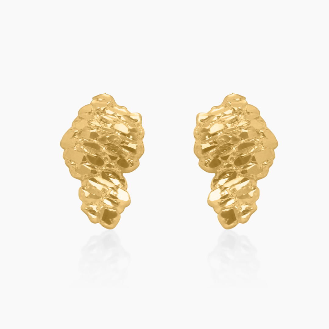 10K YELLOW GOLD CLUSTER NUGGET EARRINGS -19.5MM