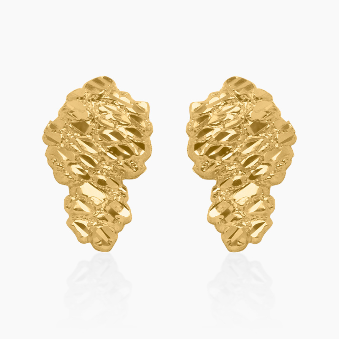 10K YELLOW GOLD CLUSTER NUGGET EARRINGS -26.5MM