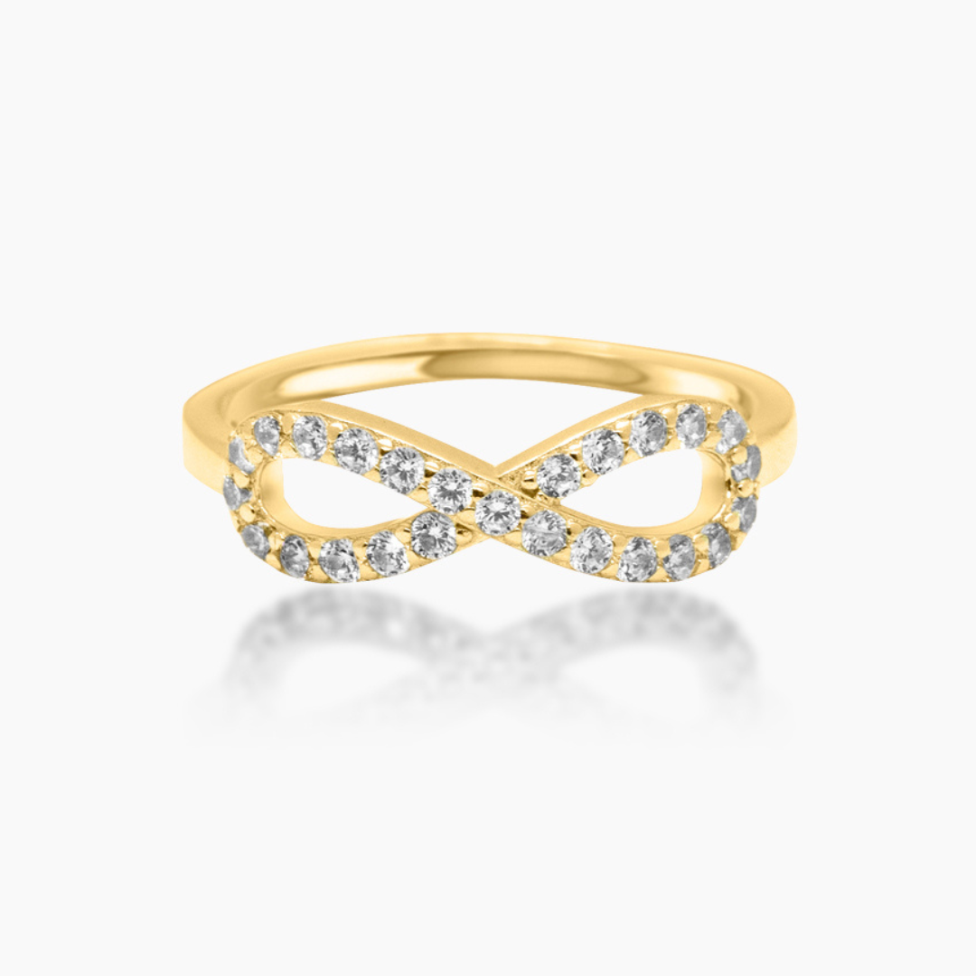 14K YELLOW GOLD PAVE INFINITY RING
