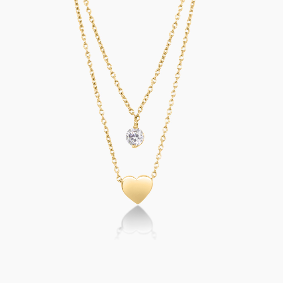 14K YELLOW GOLD HEART OF GOLD DOUBLE NECKLACE