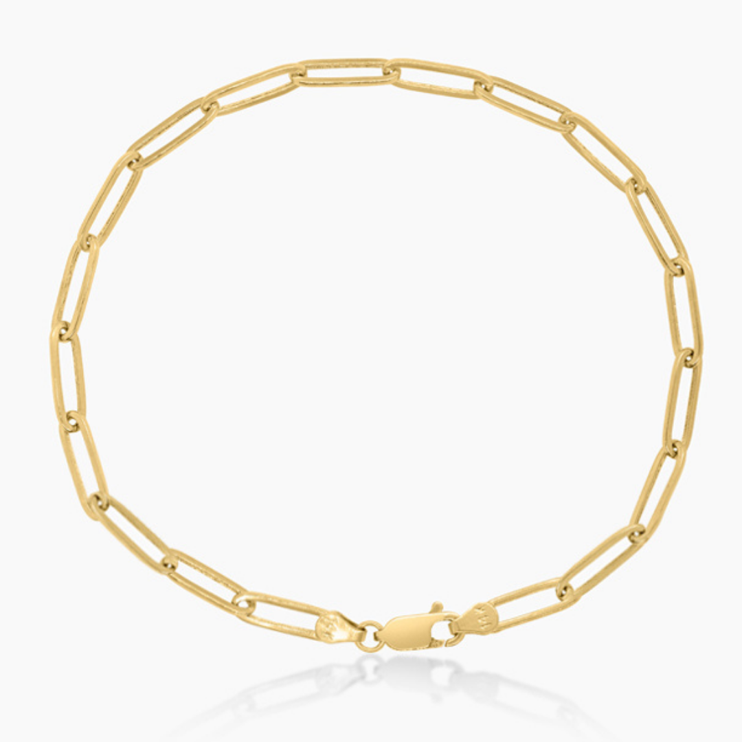 14K YELLOW GOLD PAPERCLIP ANKLET -4MM