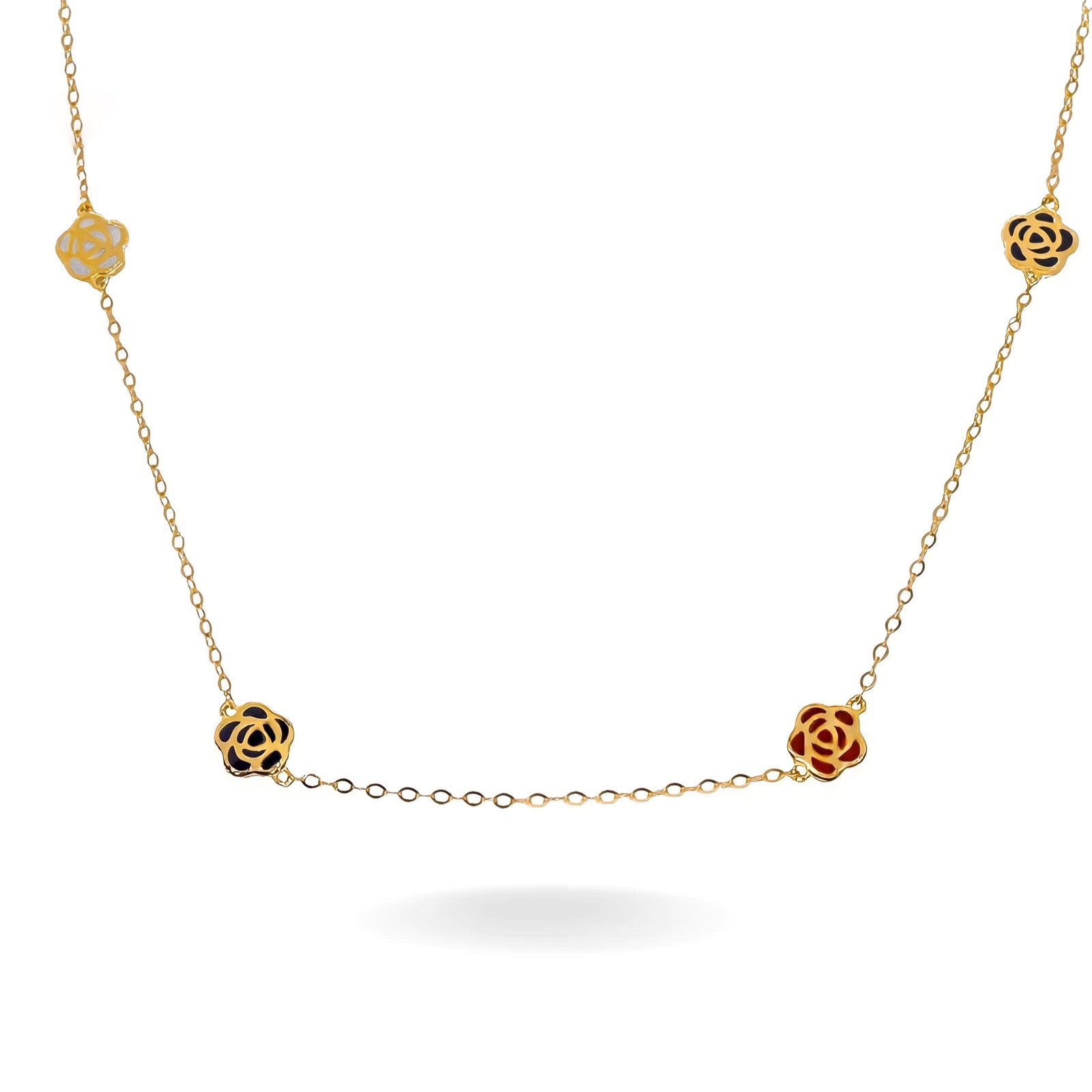 14K YELLOW GOLD ROSE BLOOM NECKLACE