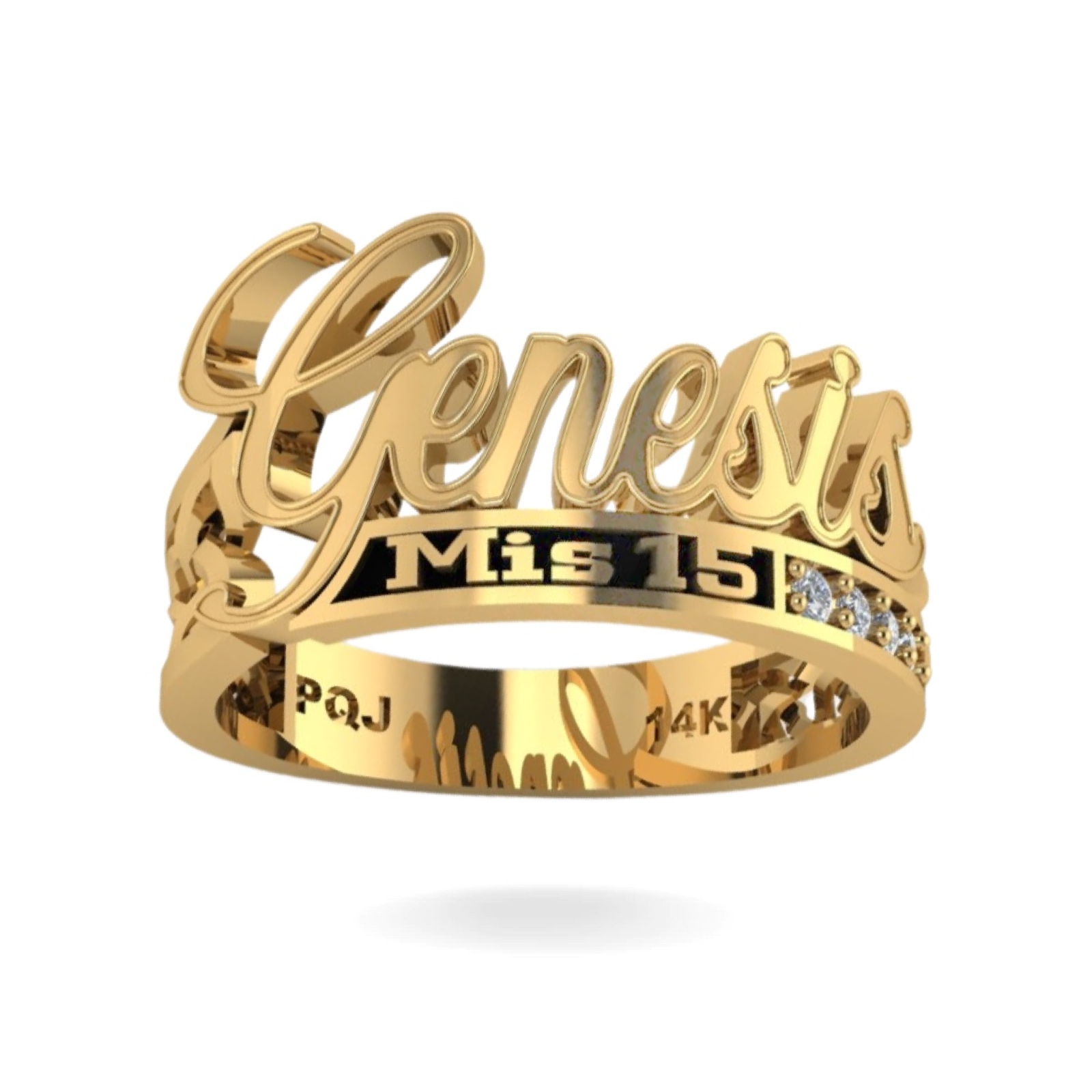 Amazon.com: Silver N Style Lee103Z Personalized Gold (7.5mm) Size Delicate  Script Letter Heart Tail Name Ring (Yellow Gold 14k, 2): Clothing, Shoes &  Jewelry