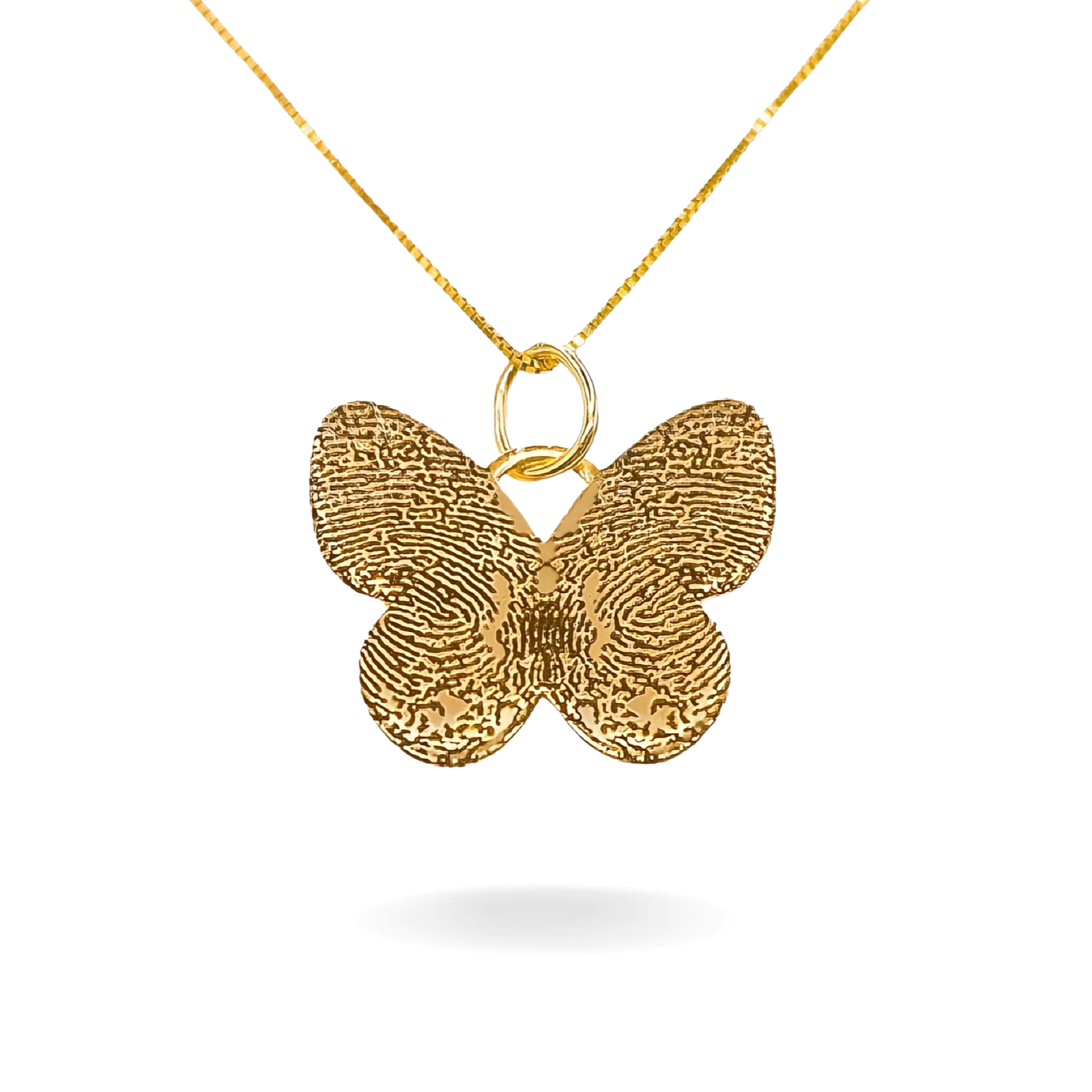 14K YELLOW GOLD CUSTOM BUTTERFLY THUMBPRINT NECKLACE