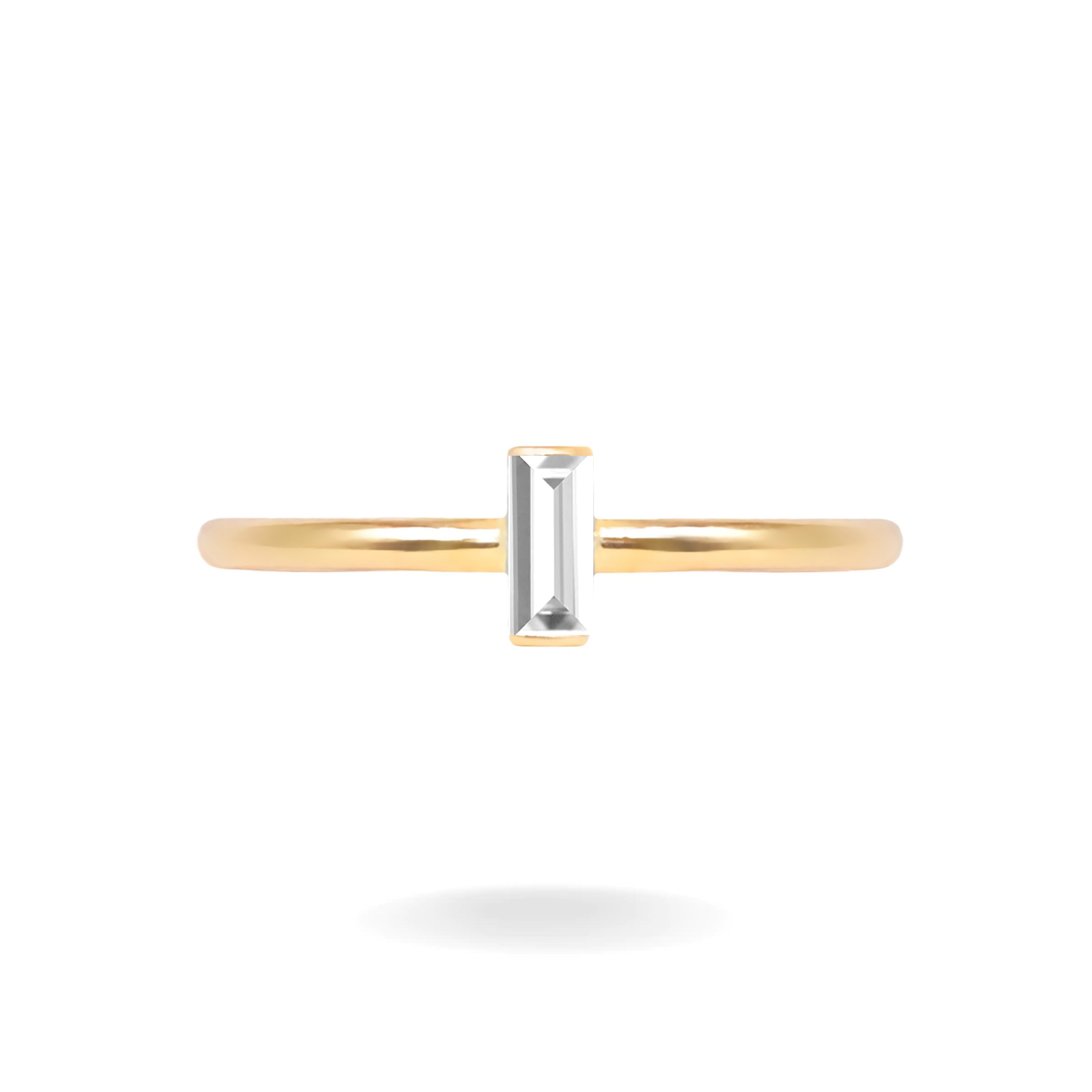 14K YELLOW GOLD EMERALD CUT SOLITAIRE STACKABLE RING