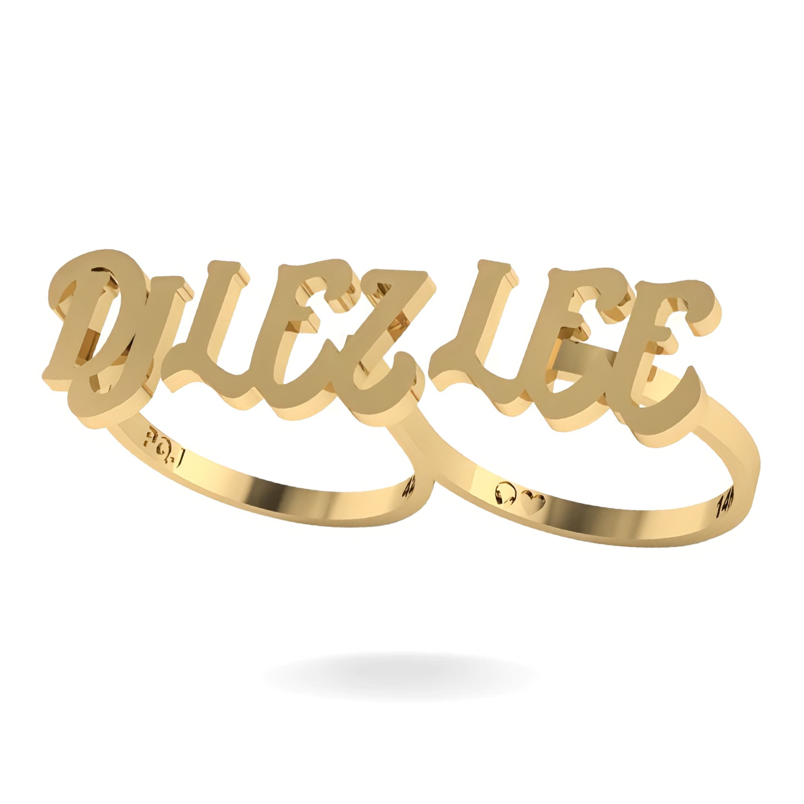 18K Gold Large Name Ring with Tail – Be Monogrammed