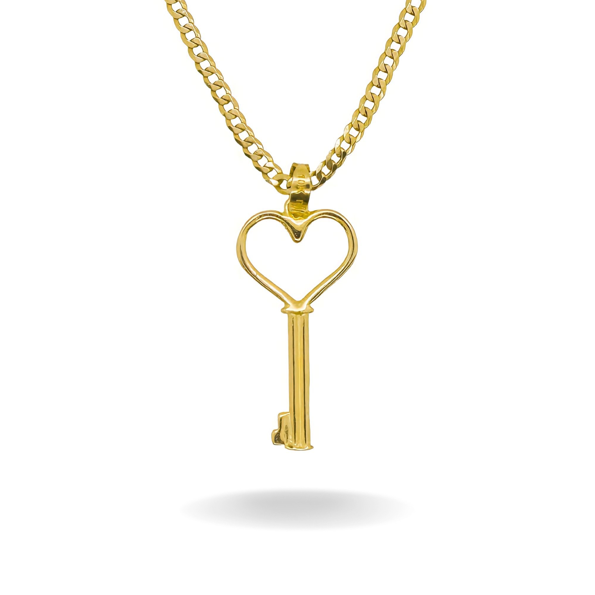 10K YELLOW GOLD HEART KEY NECKLACE