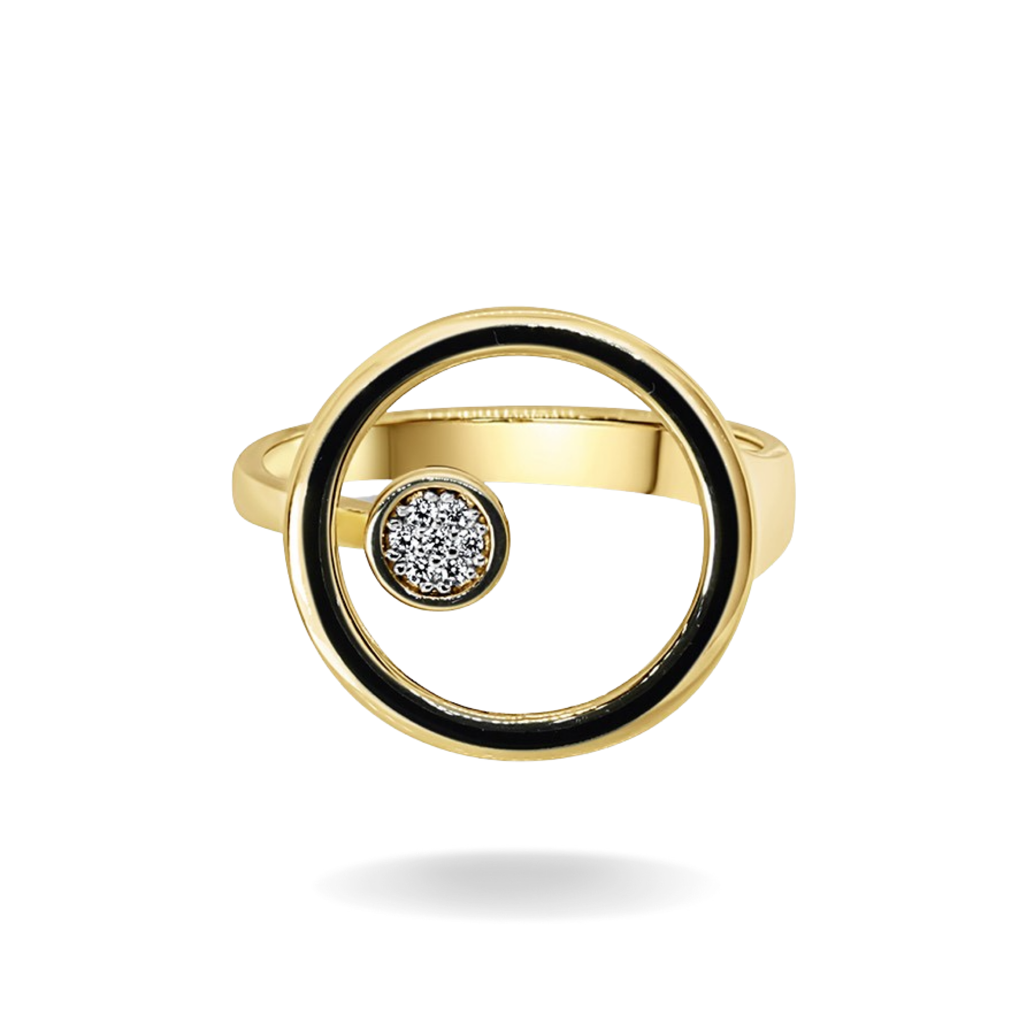 14K YELLOW GOLD HALO PAVE RING