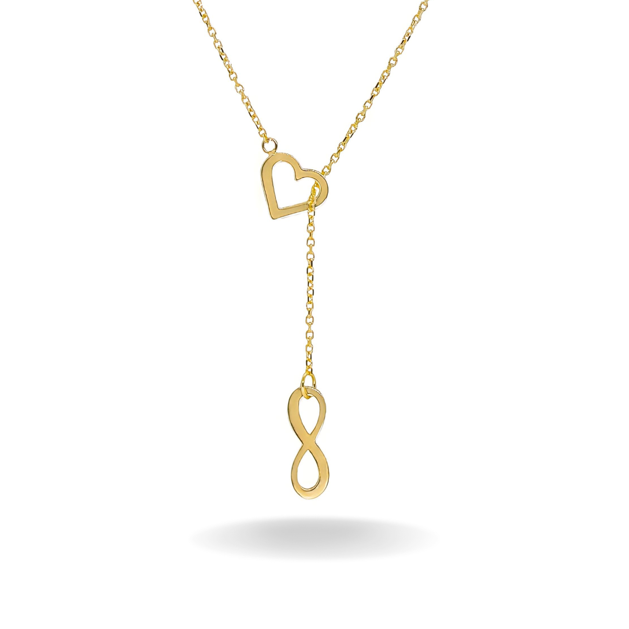 14K YELLOW GOLD FOREVER LOVE LARIAT NECKLACE