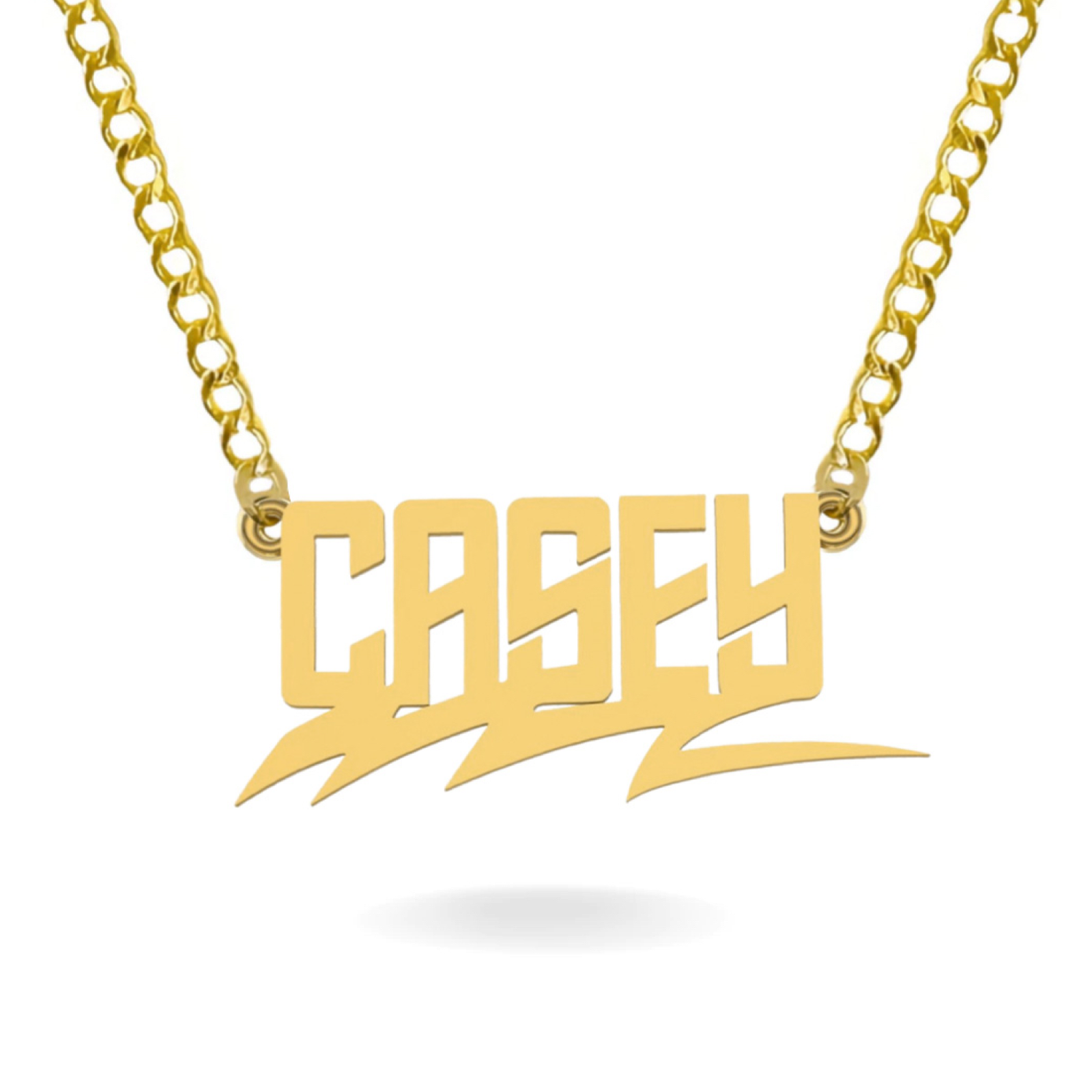 14K YELLOW GOLD THUNDERBOLT NAME NECKLACE