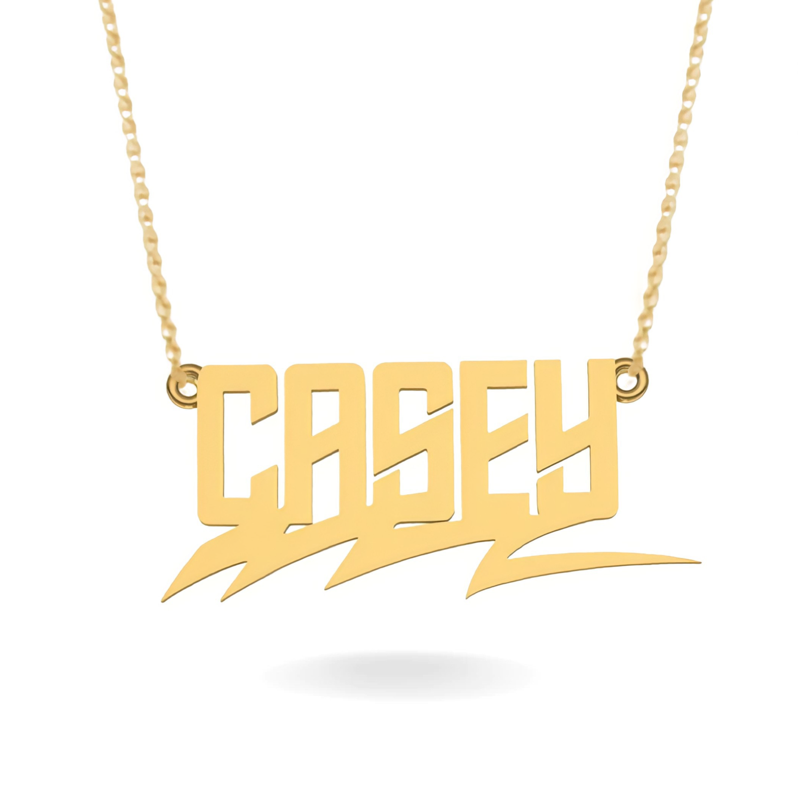 14K YELLOW GOLD THUNDERBOLT NAME NECKLACE