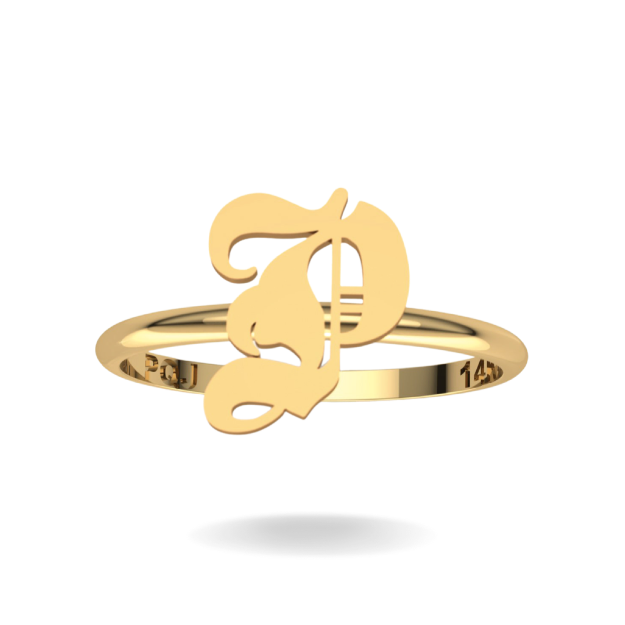 14K YELLOW GOLD OLD ENGLISH INITIAL RING
