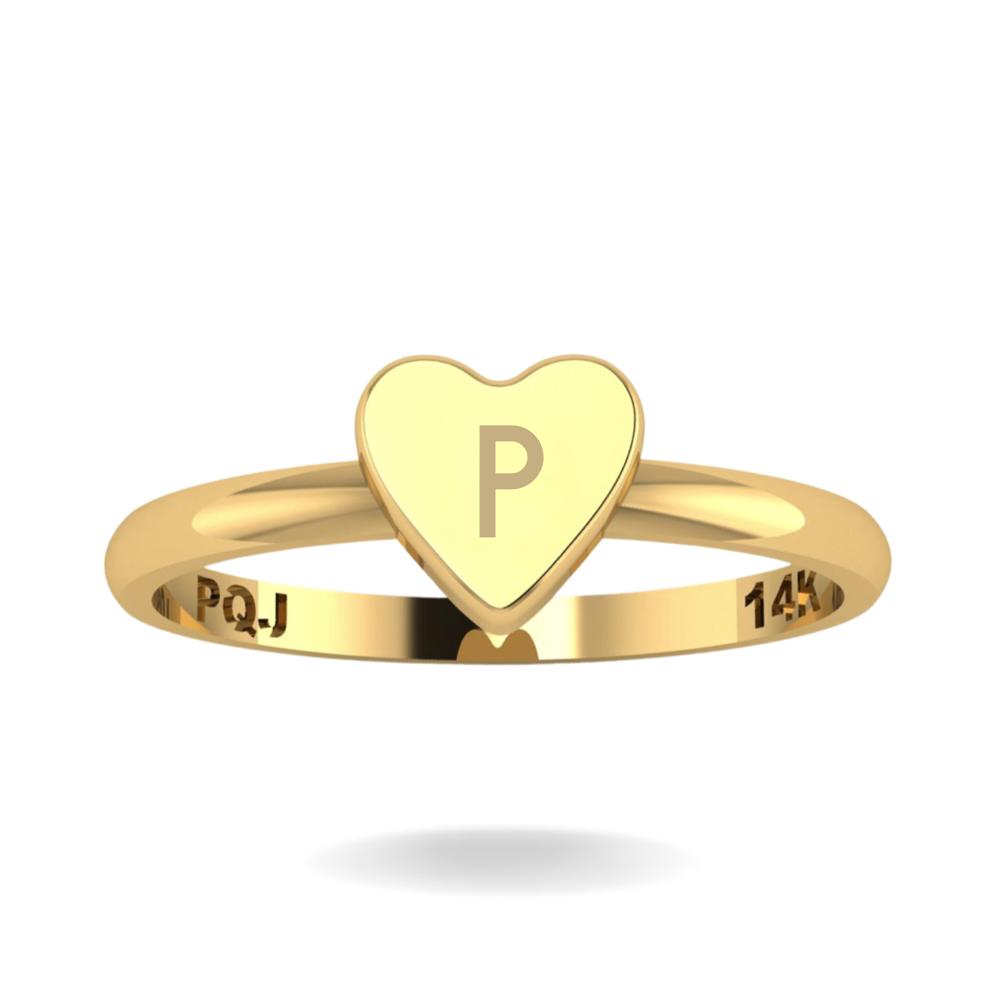 Initial Heart Rings 14K YELLOW GOLD HEART INITIAL RING | Patty Q's Jewelry Inc
