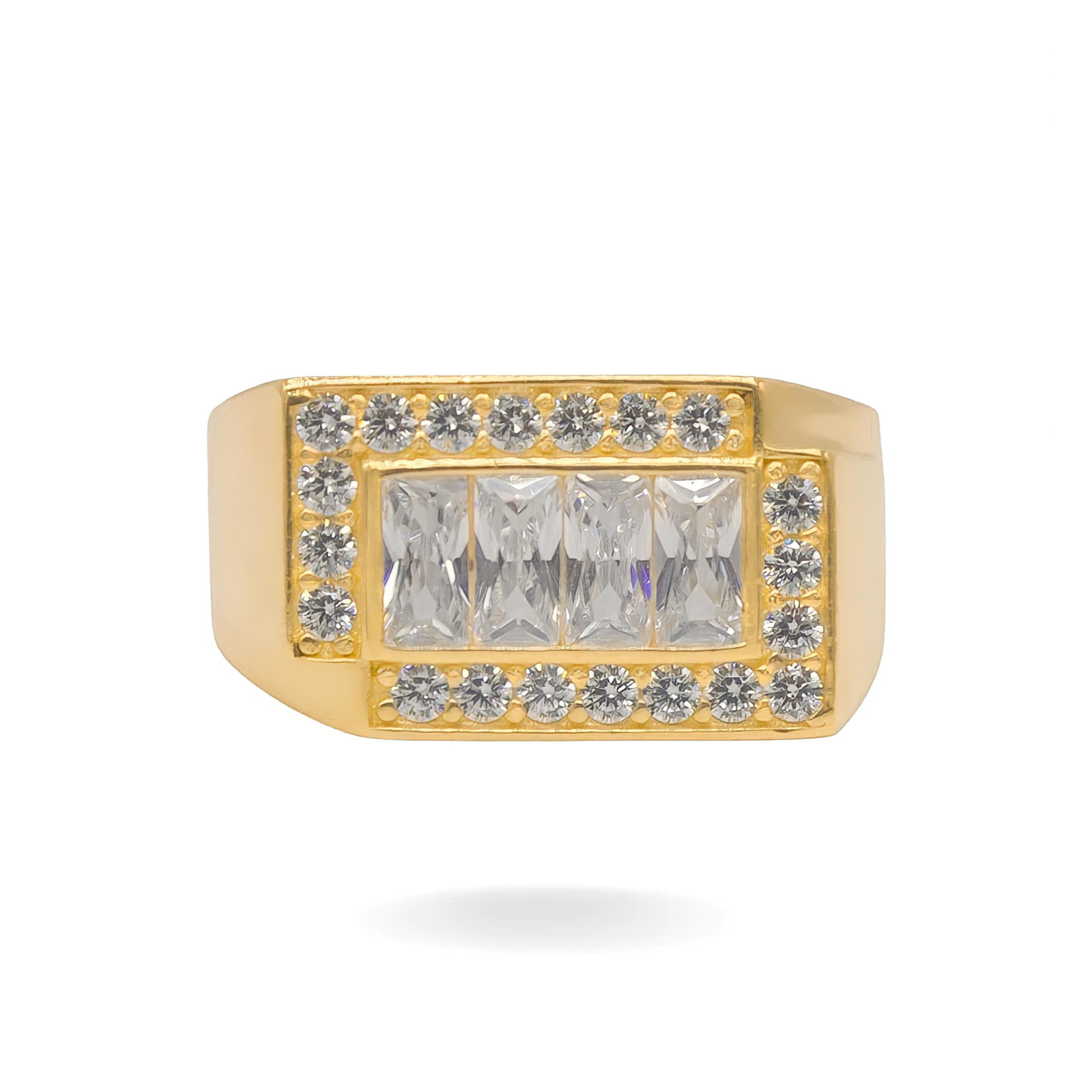 14K YELLOW GOLD CZ OFFSET SQUARED PAVE RING
