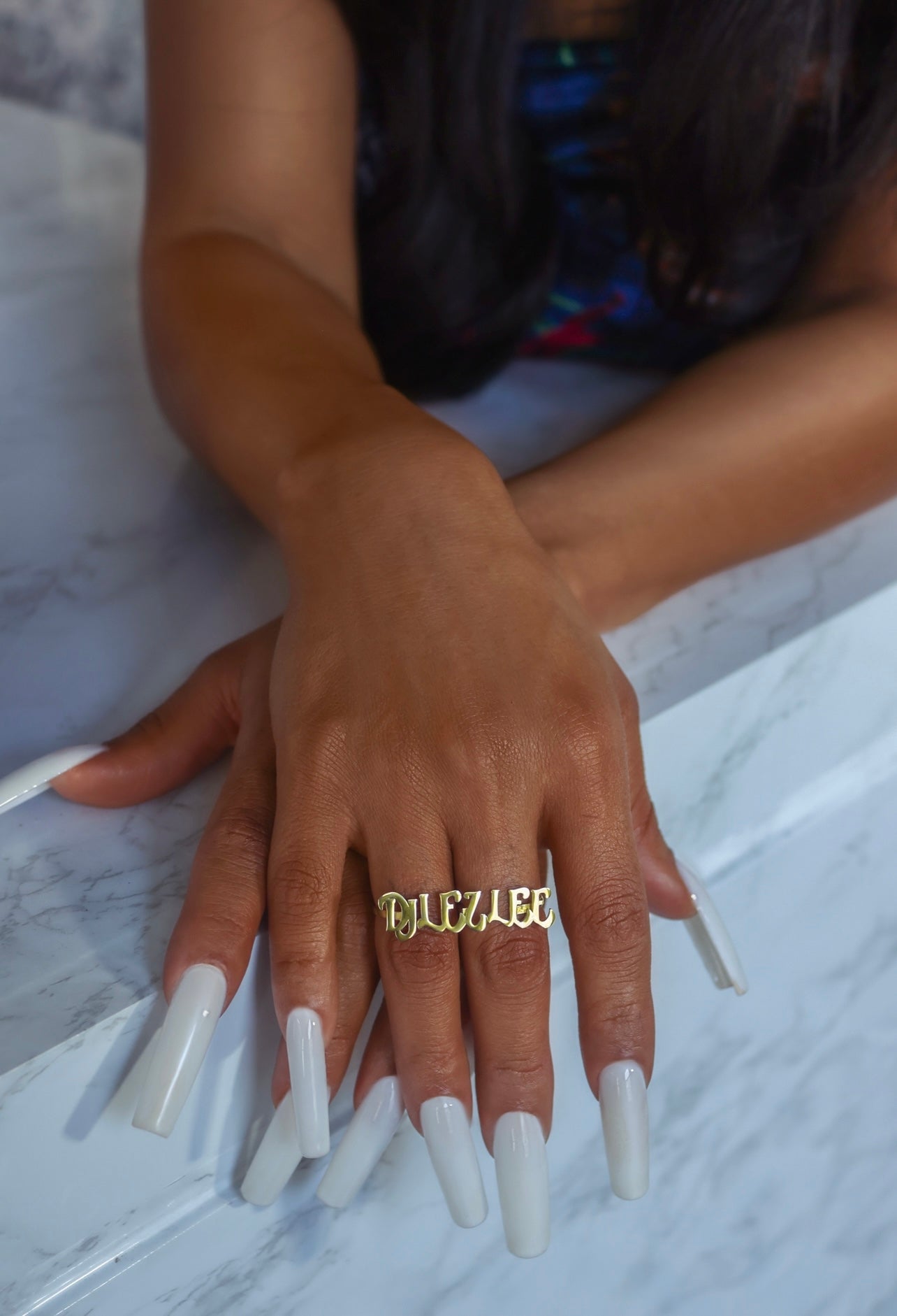 14K YELLOW GOLD DOUBLE FINGER NAME RING