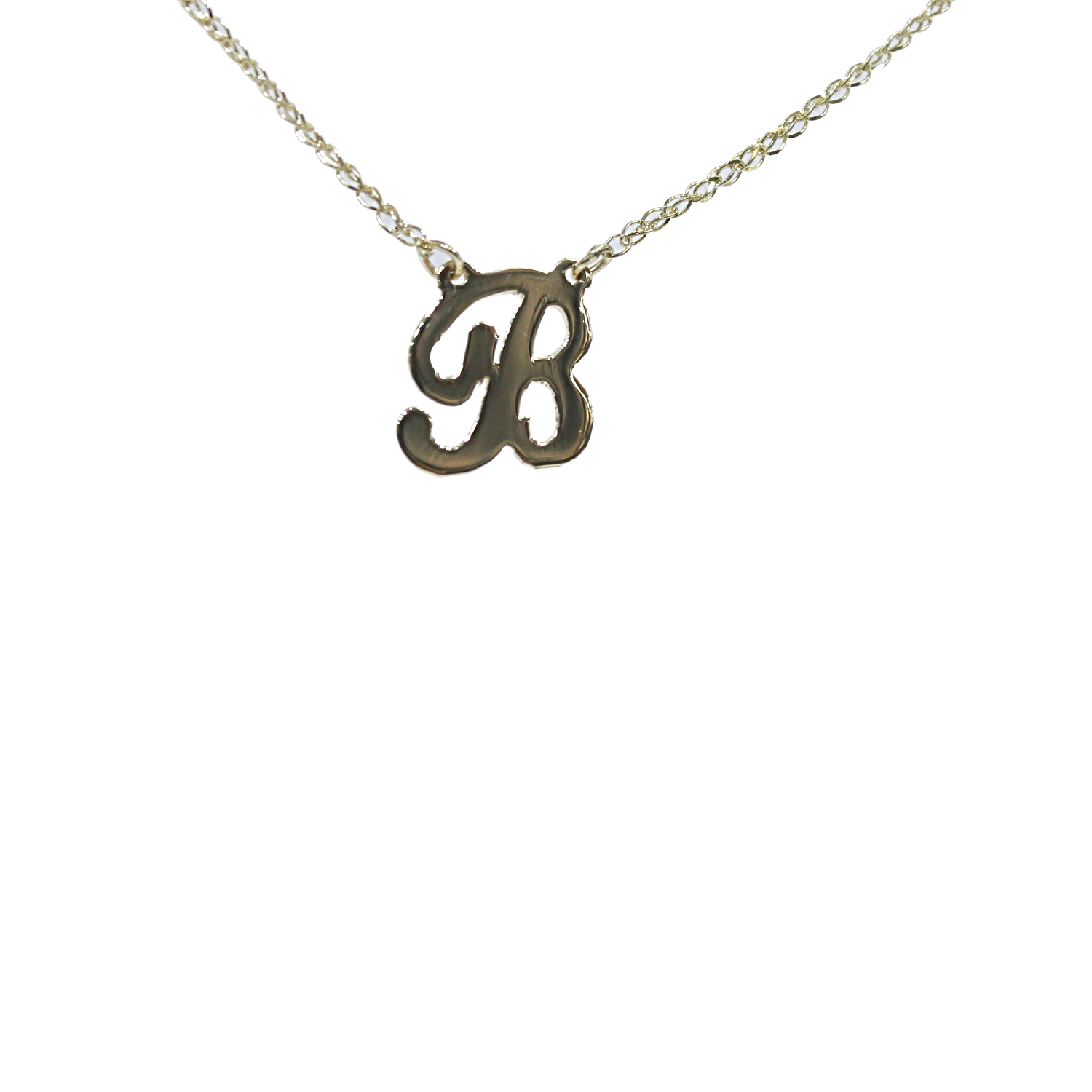 14K YELLOW GOLD FLOATING INITIAL NECKLACE - CURSIVE