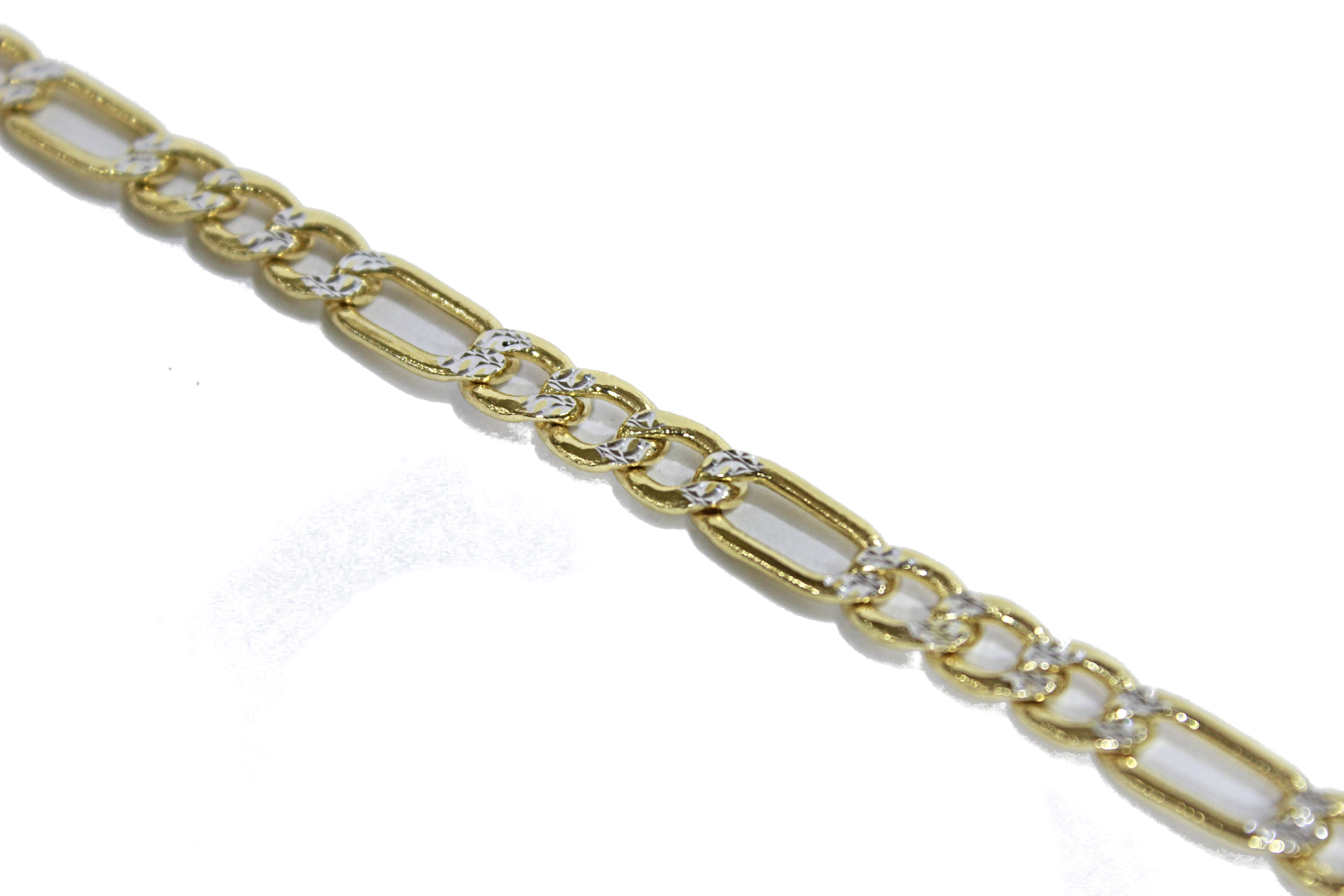 14k YELLOW GOLD DIAMOND CUT FIGARO BRACELET 5.5MM