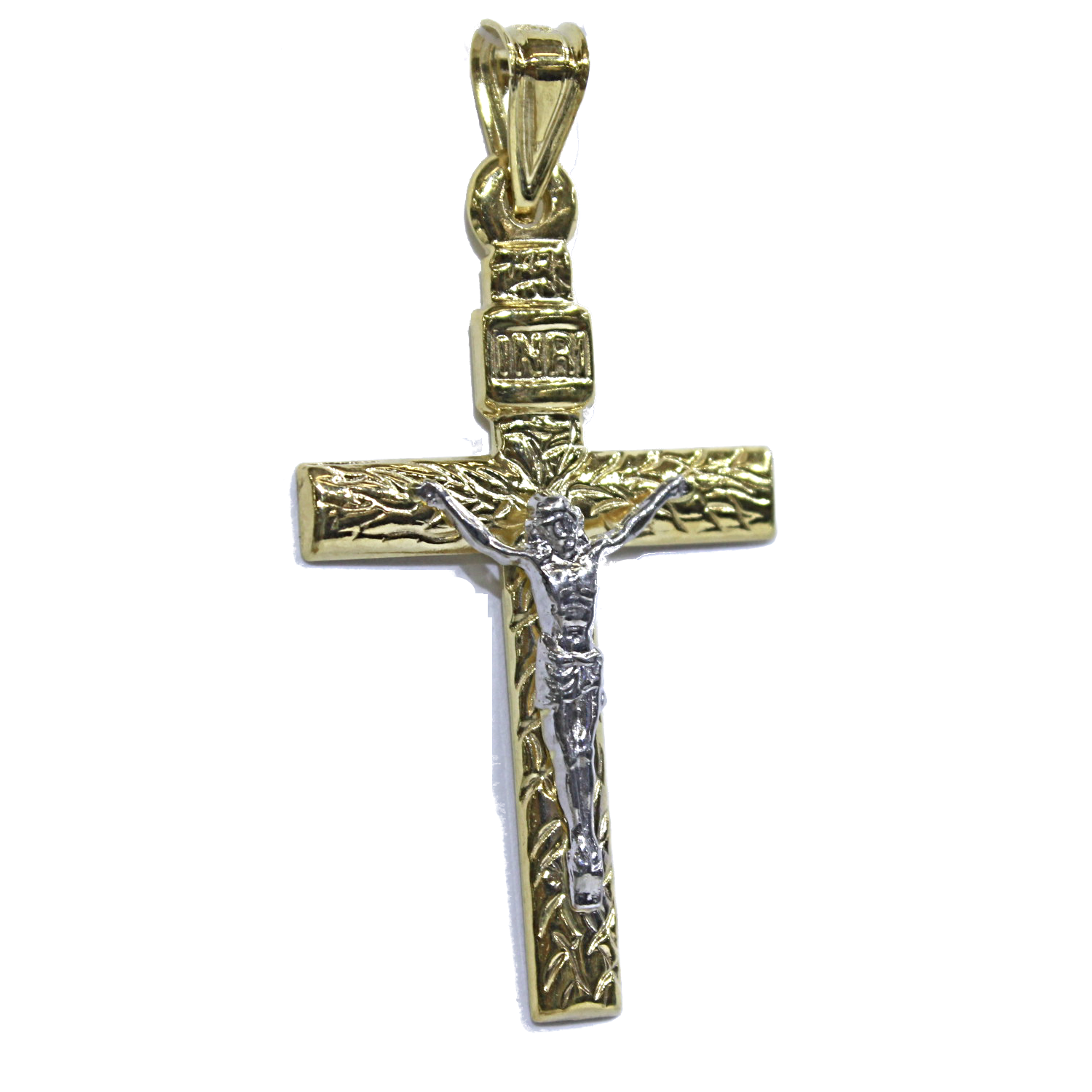14K TWO TONED GOLD VEINED CROSS